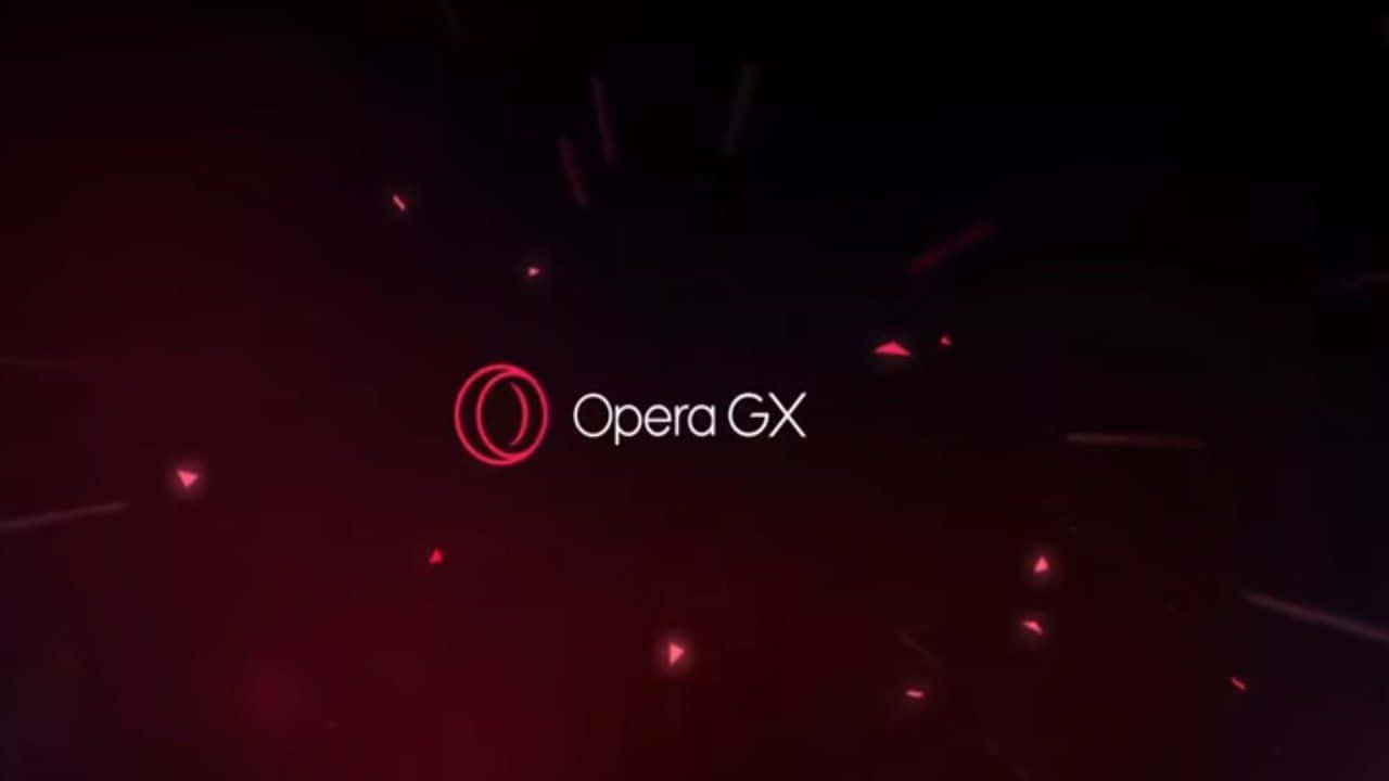 Opera GX, dark red digital background, glowing particles, HD Desktop Wallpaper