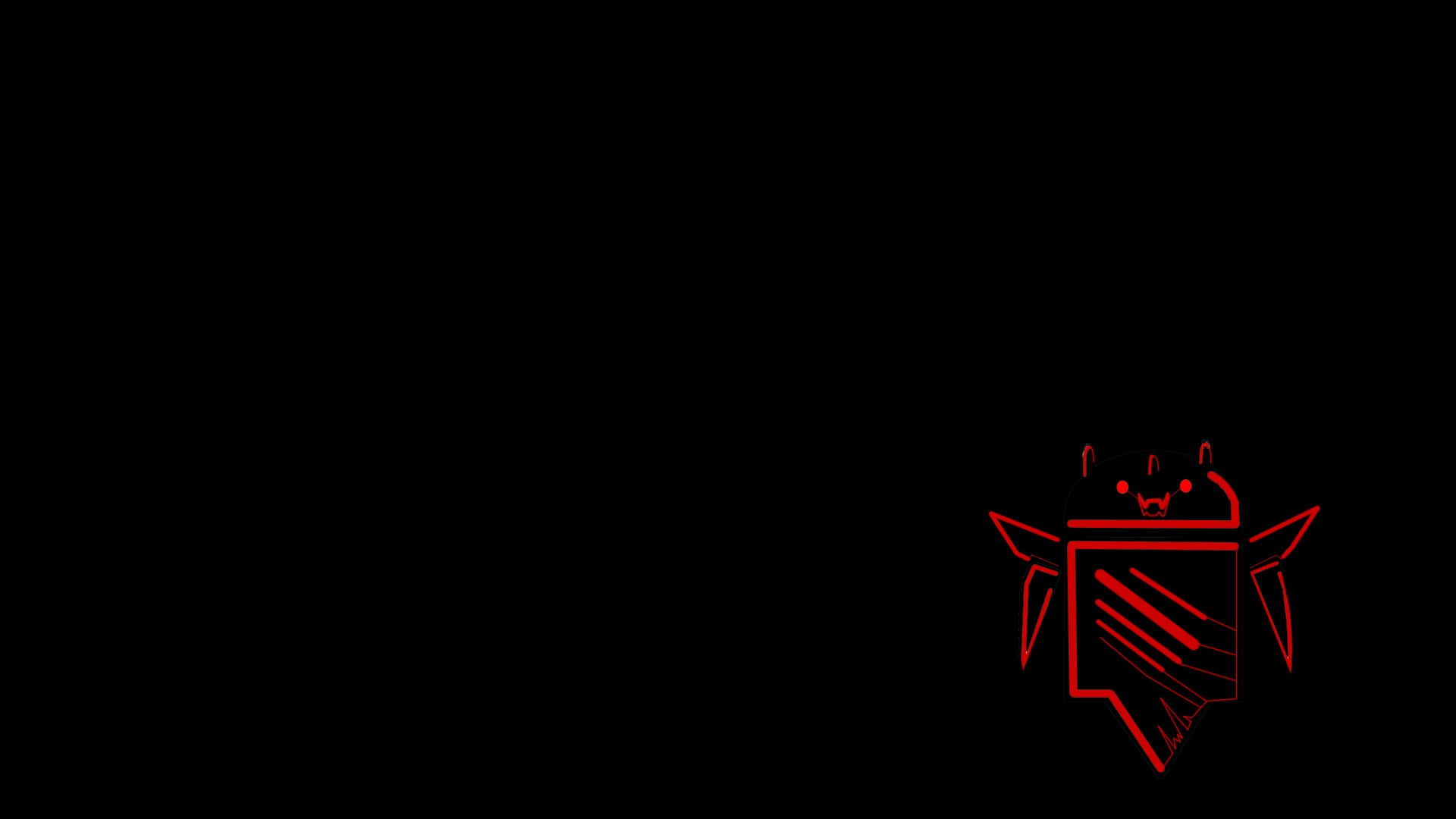 Operating System, red line-art, stylized cat with wings, Full HD Desktop Wallpaper