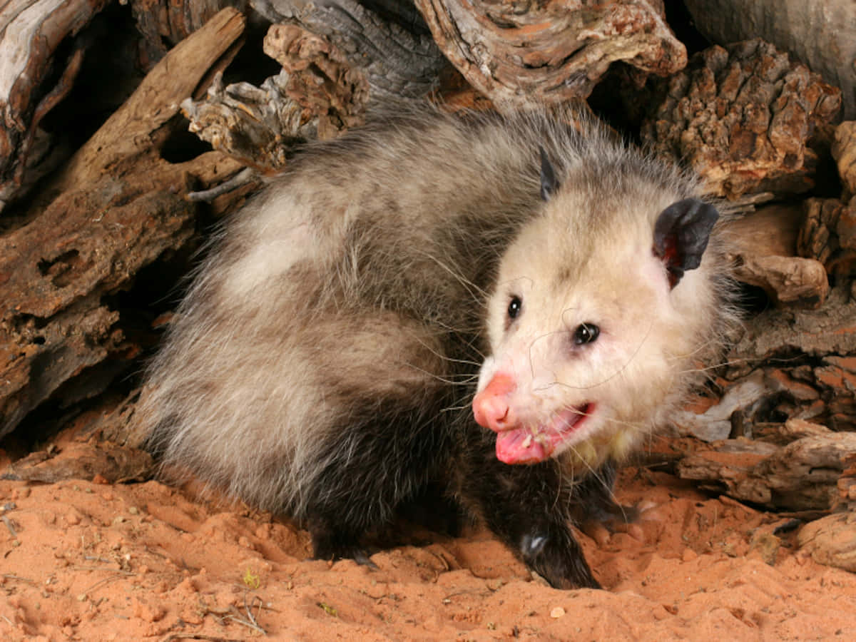 opossum, pink nose, open mouth, SD Desktop Wallpaper