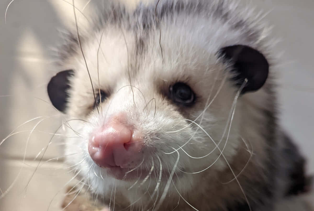 opossum, fluffy, big dark eyes, SD Desktop Wallpaper