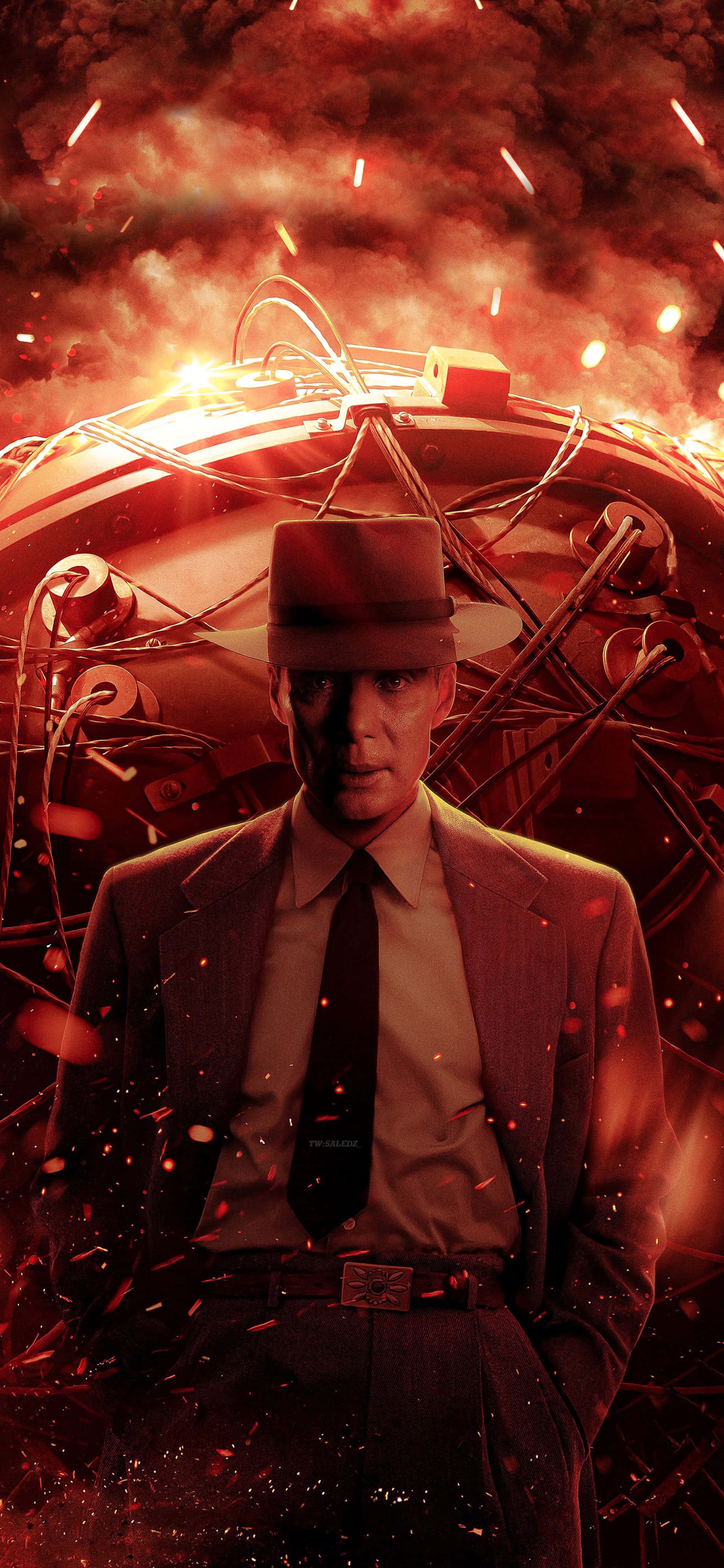 Oppenheimer, movie poster, fiery explosion, 4K Phone Wallpaper