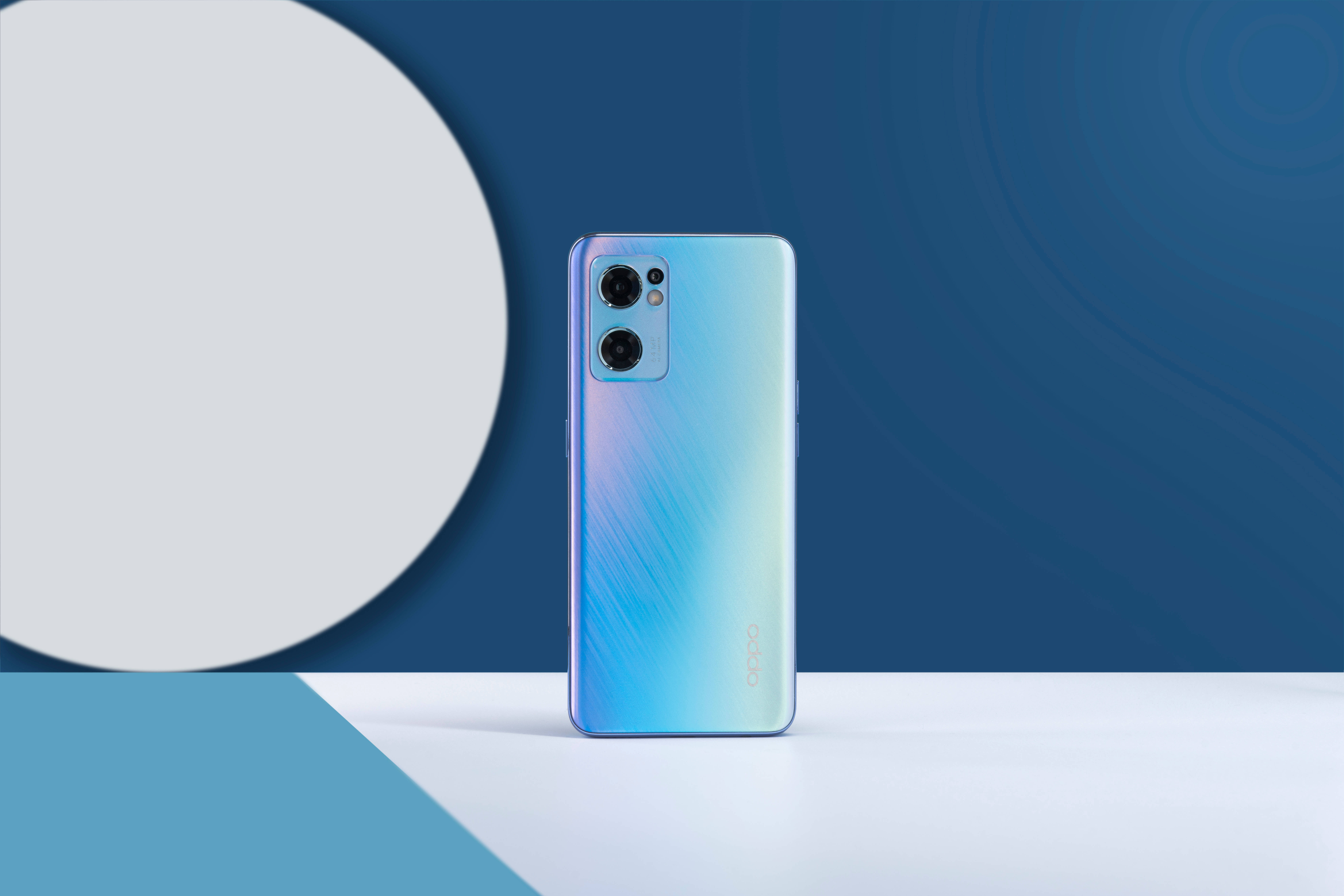 Oppo, smartphone, gradient blue, 8K Desktop Wallpaper