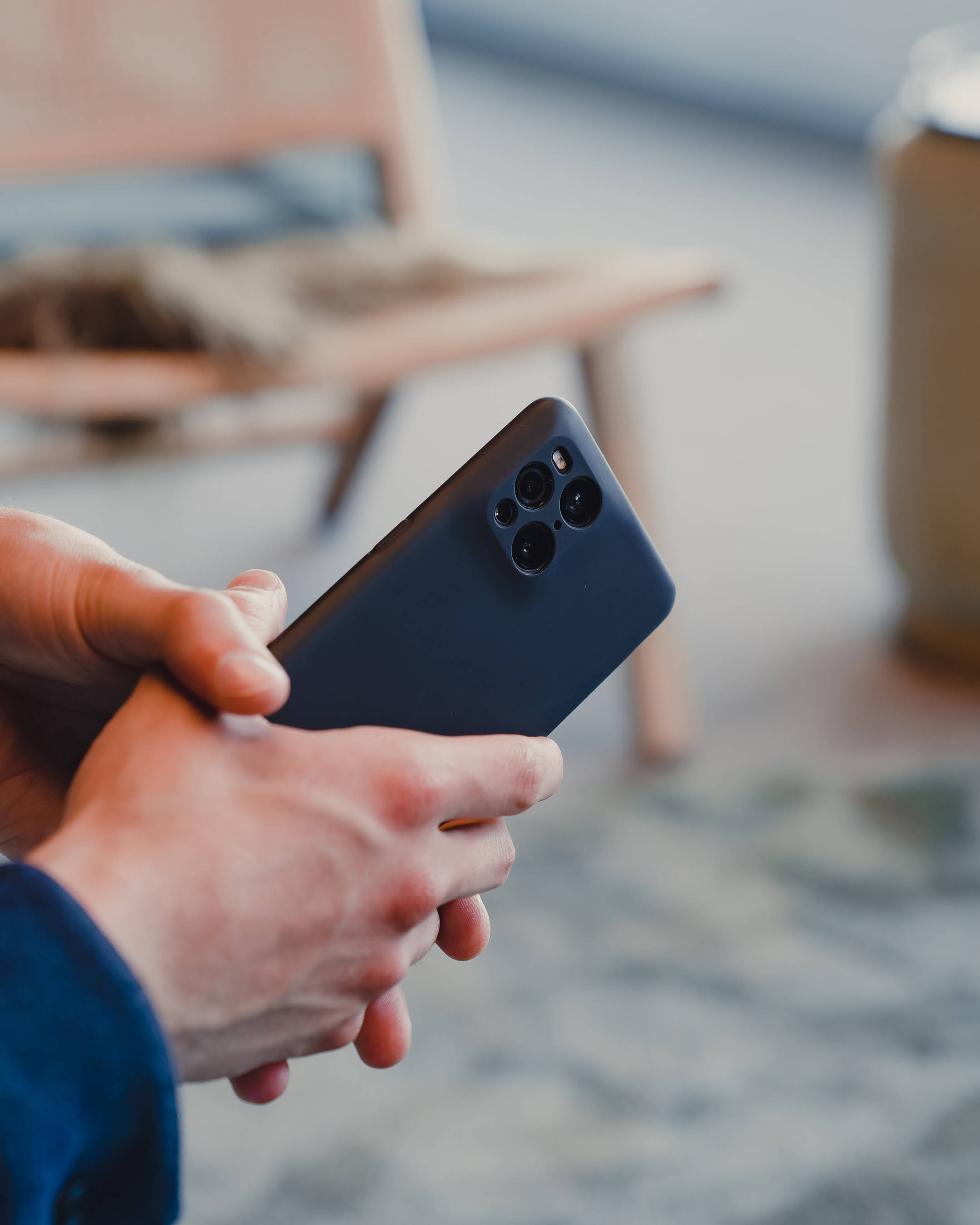 dark blue, Oppo smartphone, triple camera lenses, 2K Phone Wallpaper