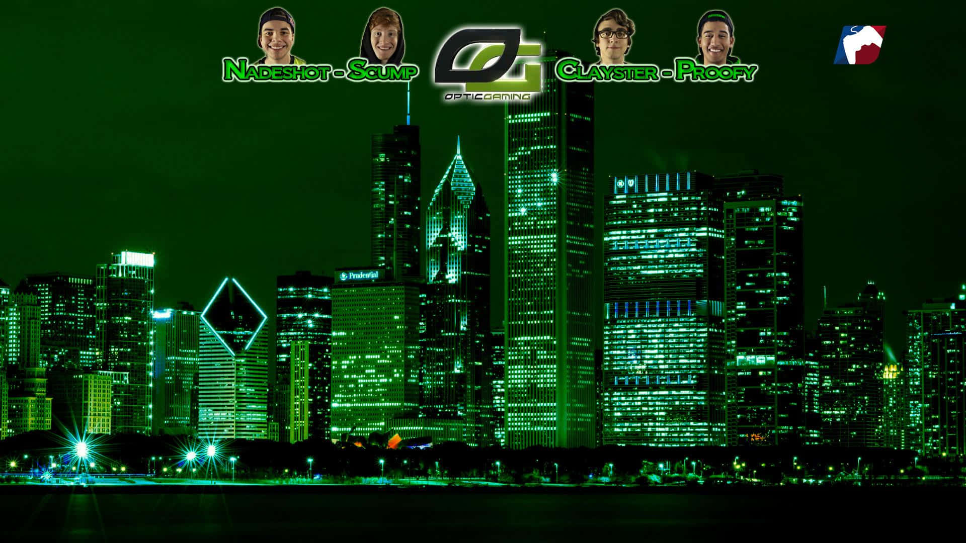 Optic Gaming, Skyline, neon green, Full HD Desktop Wallpaper