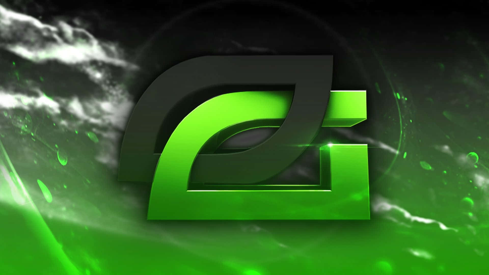 Optic Gaming, green background, glowing green stylized G logo, Full HD Desktop Wallpaper