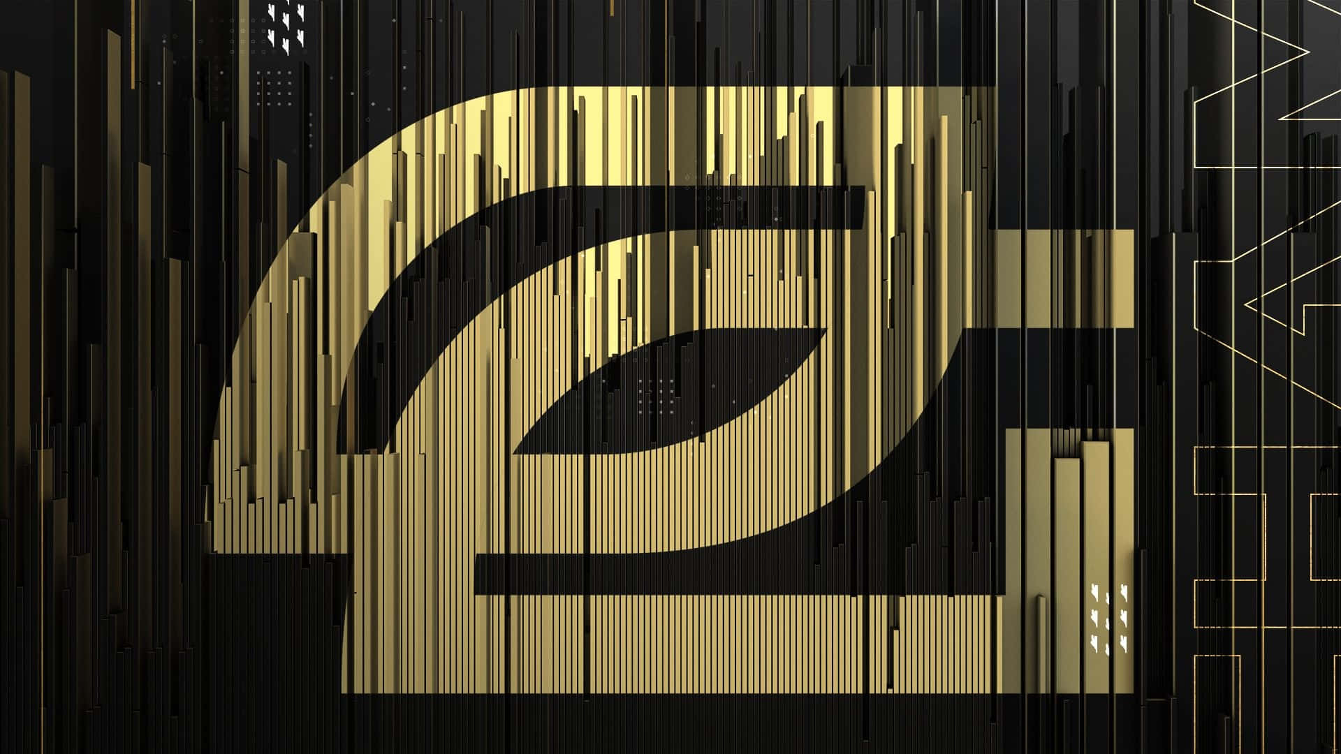 Optic Gaming, golden eye logo, glitchy black and gold digital grid, Full HD Desktop Wallpaper