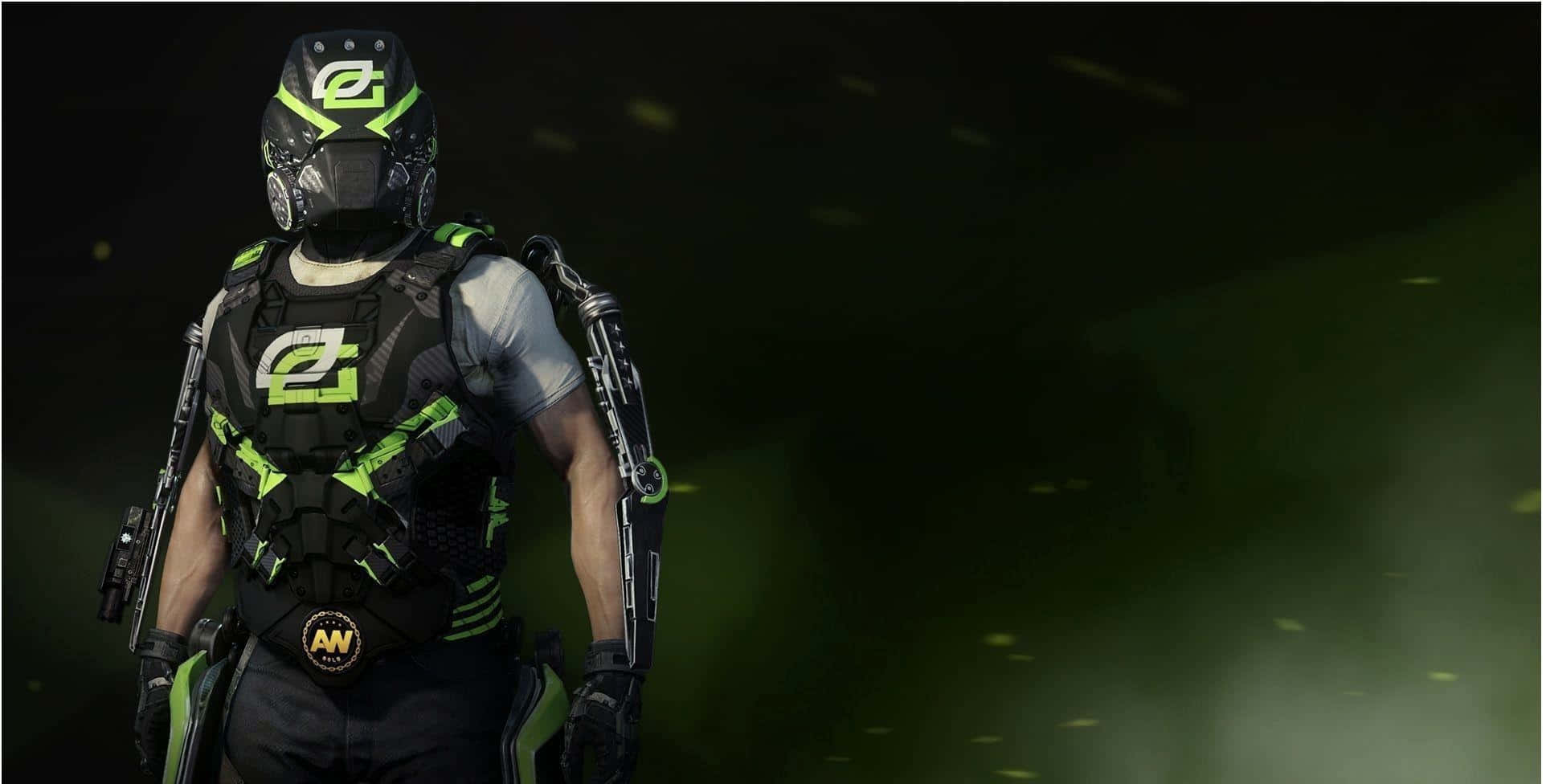 Optic Gaming, futuristic soldier, black and neon green tactical gear, Full HD Desktop Wallpaper