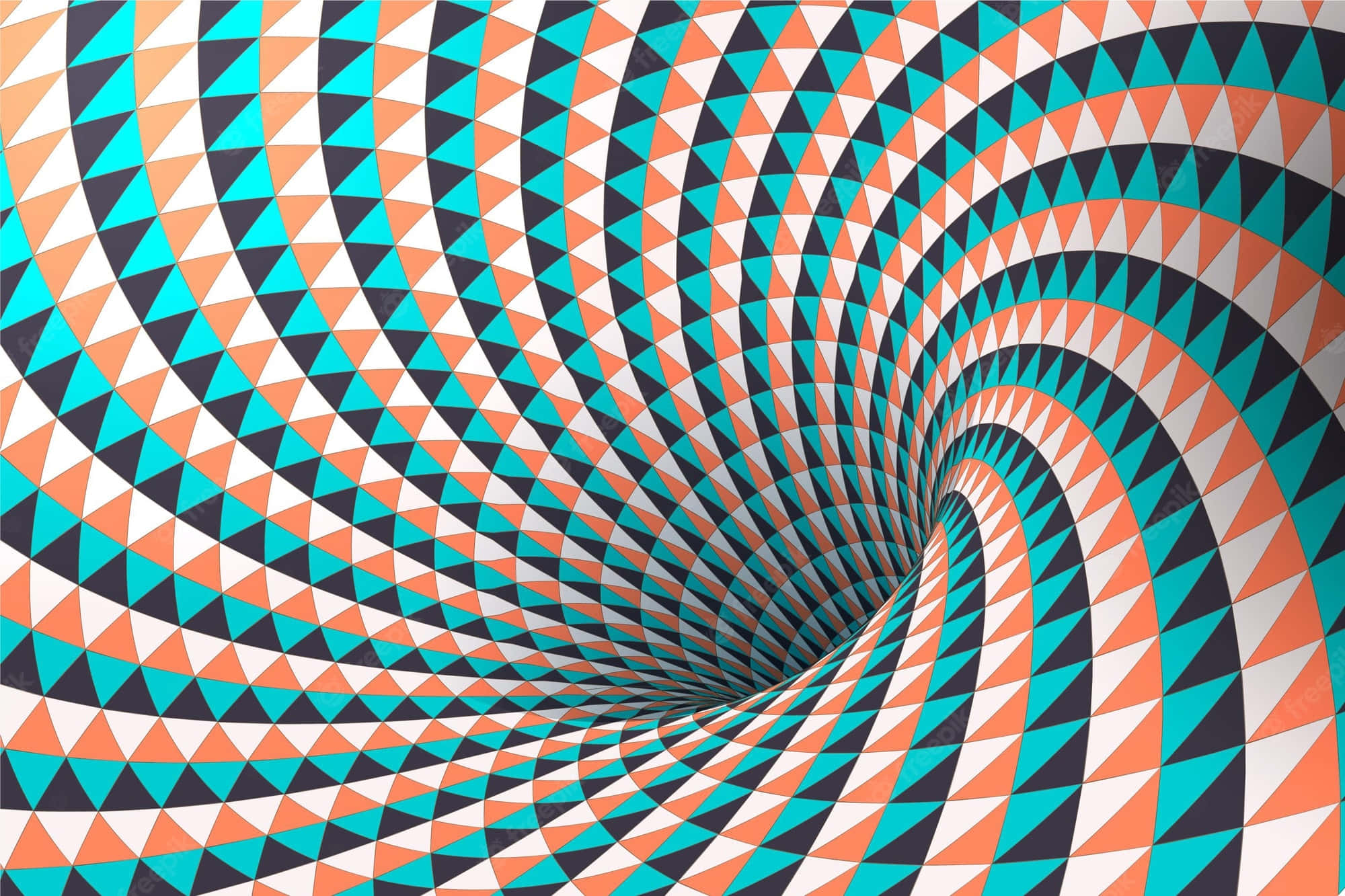 swirling triangles, teal, orange, Full HD Desktop Wallpaper