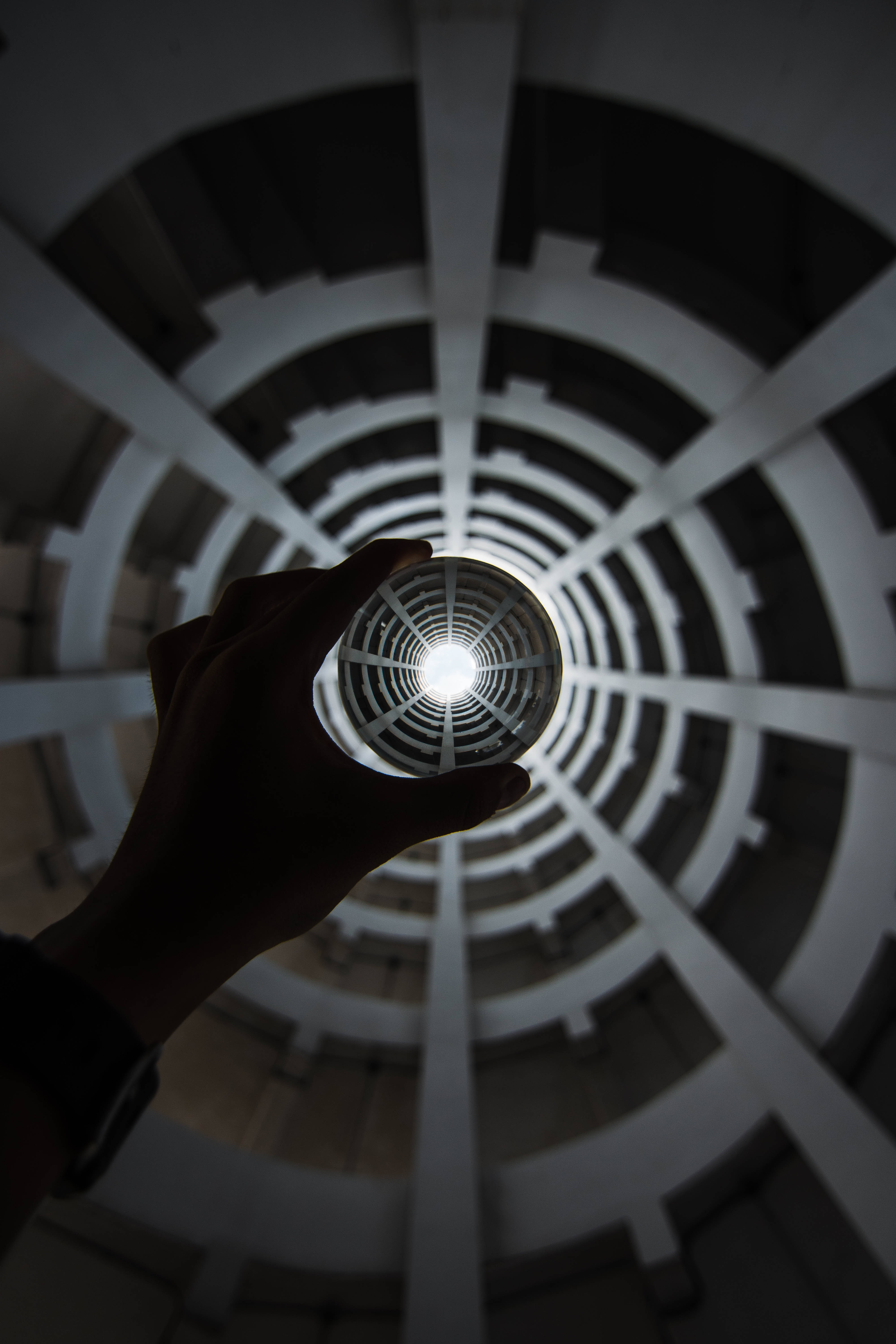 crystal ball, optical illusion, circular grille, 5K Phone Wallpaper