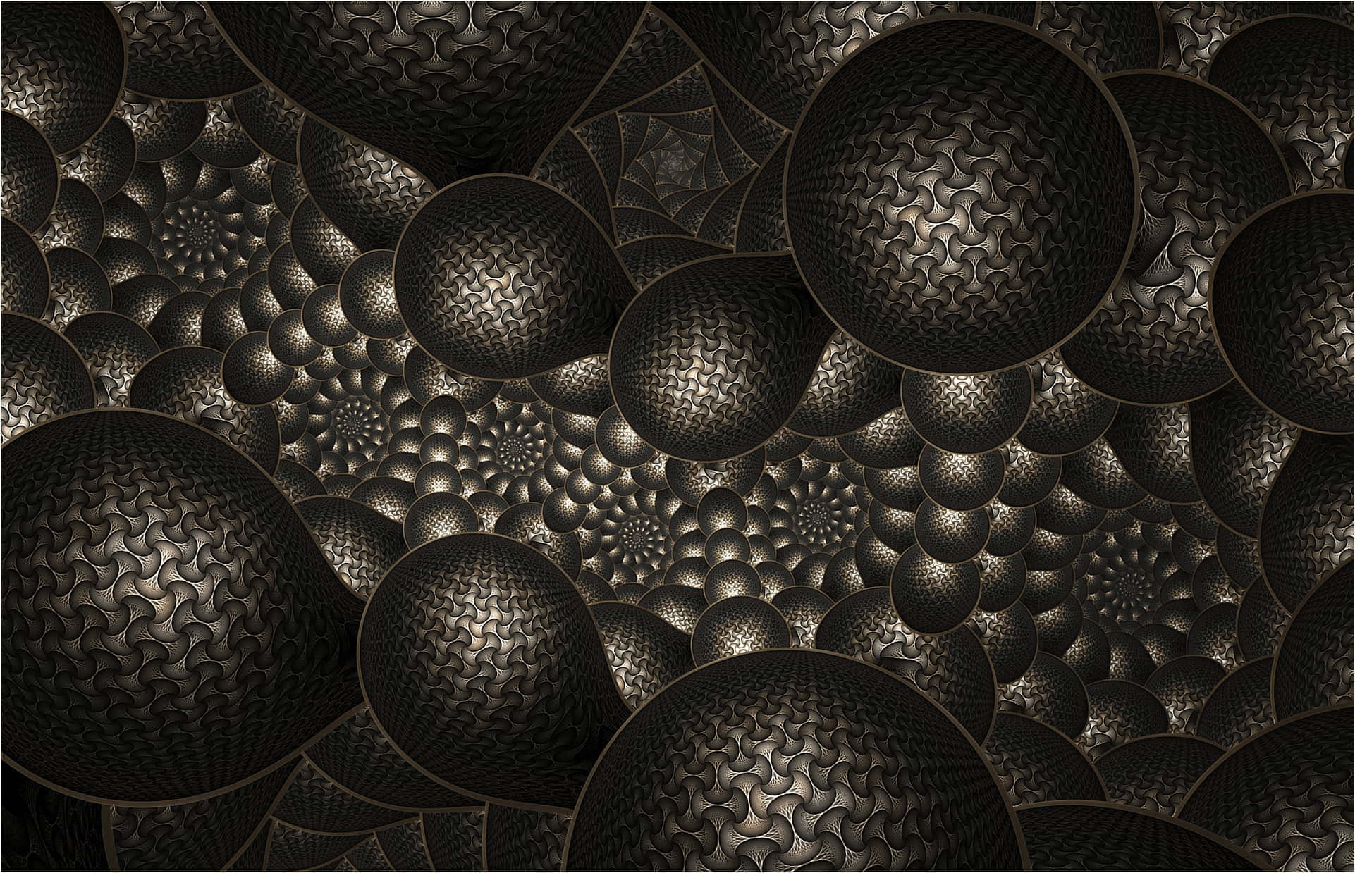 textured spheres, interlocking metallic spheres, swirling textures, Full HD Desktop Wallpaper