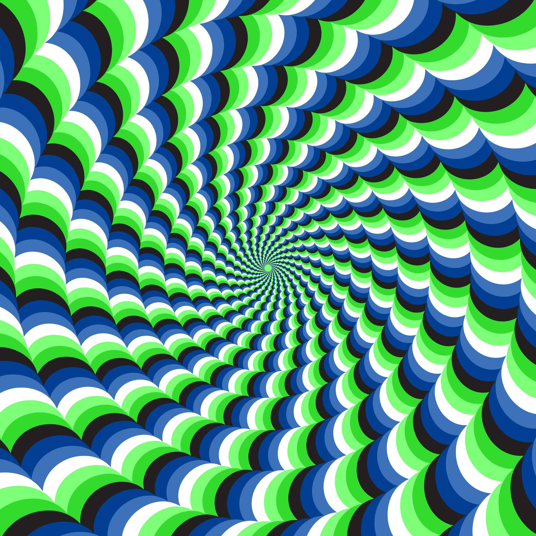 spiral tunnel, repeating green blue white and black concentric rings, hypnotic optical illusion, HD Desktop Wallpaper