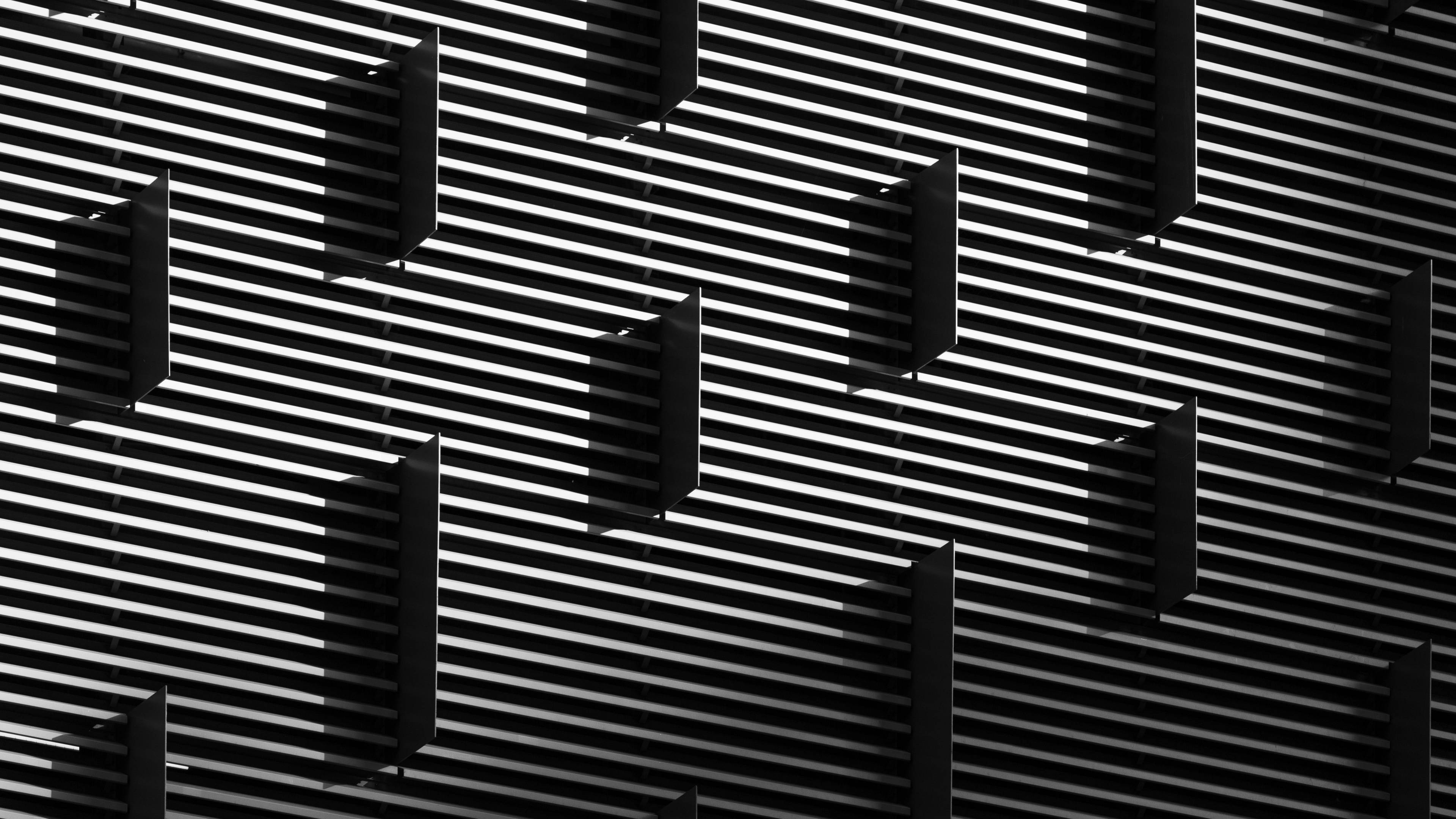 4D Ultra HD Urban Illusion, black and white, geometric pattern, 4K Desktop Wallpaper