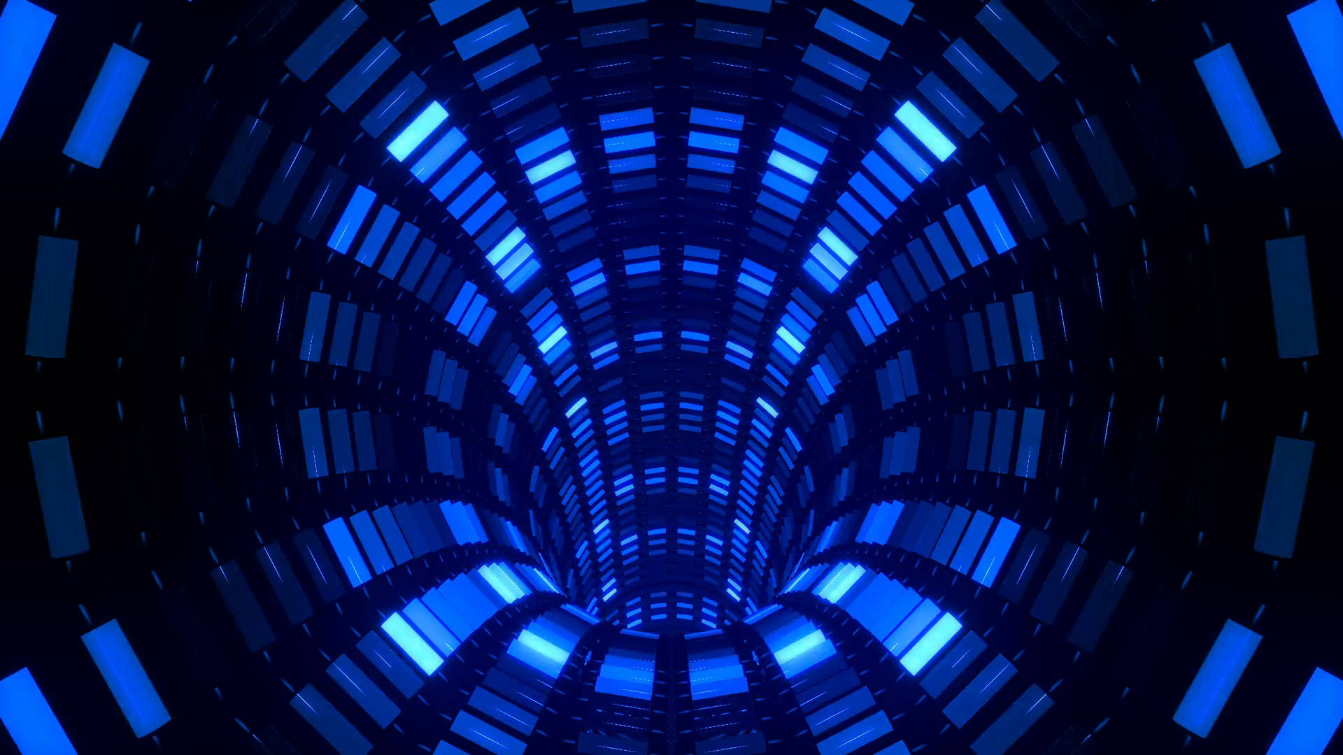 blue-lit tunnel, glowing rectangular panels, futuristic, Full HD Desktop Wallpaper