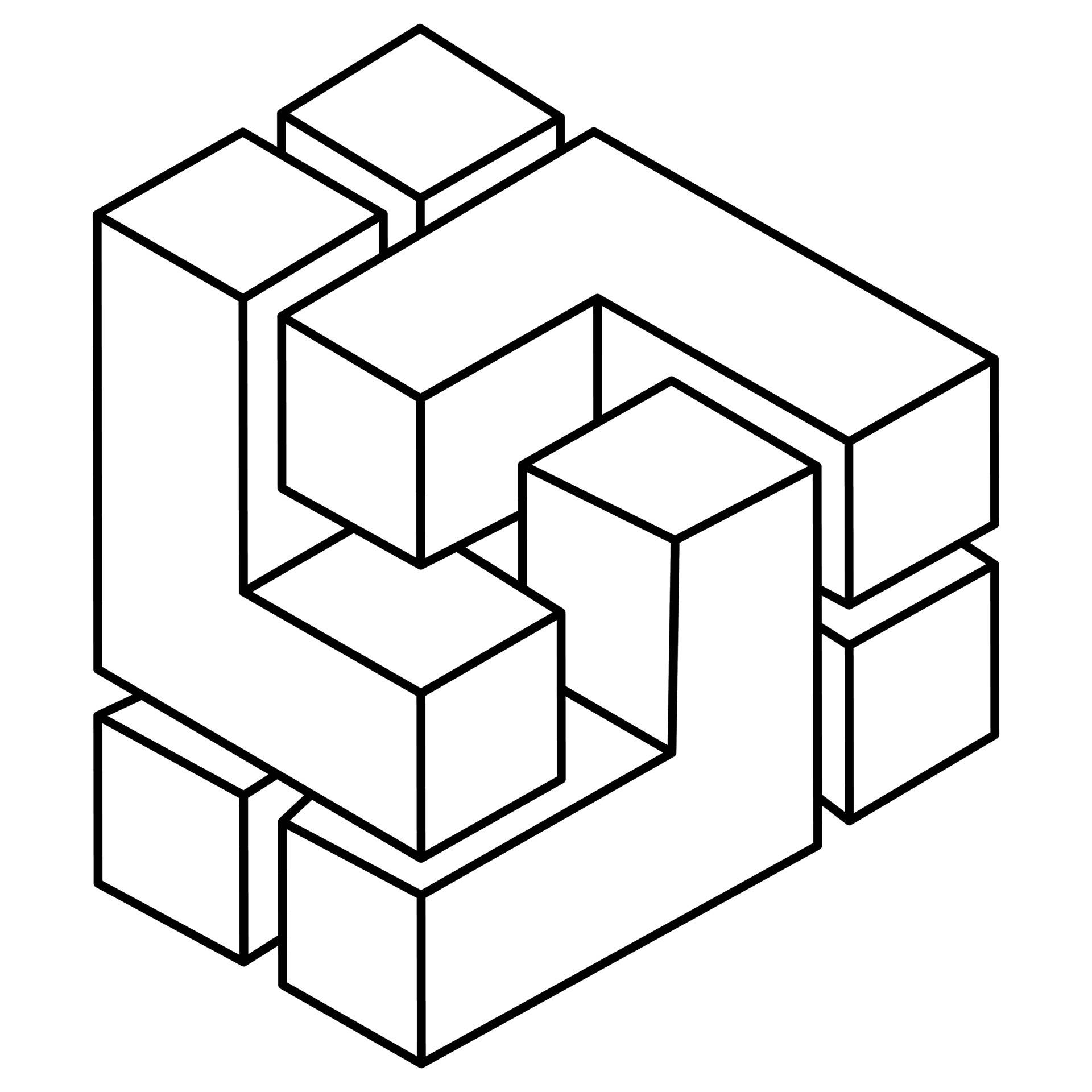 black line drawing, interlocking 3d cubes, abstract geometric sculpture, Full HD Desktop Wallpaper