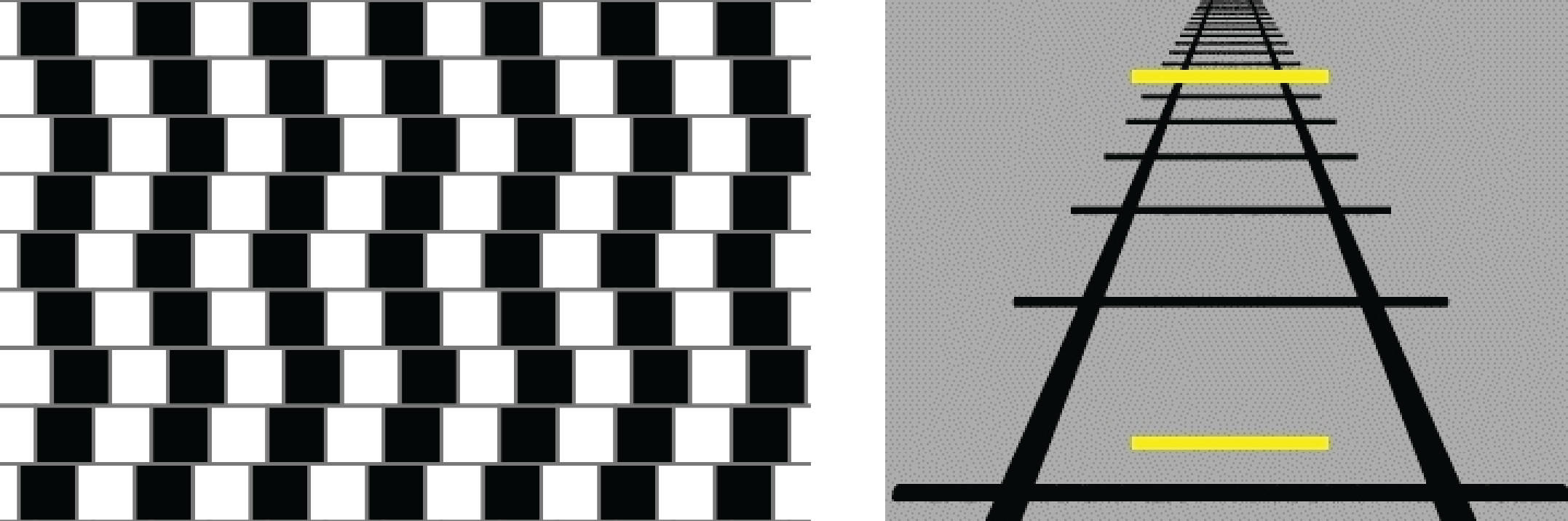 black and white checkerboard pattern, converging railway tracks, yellow markers, Full HD Desktop Wallpaper