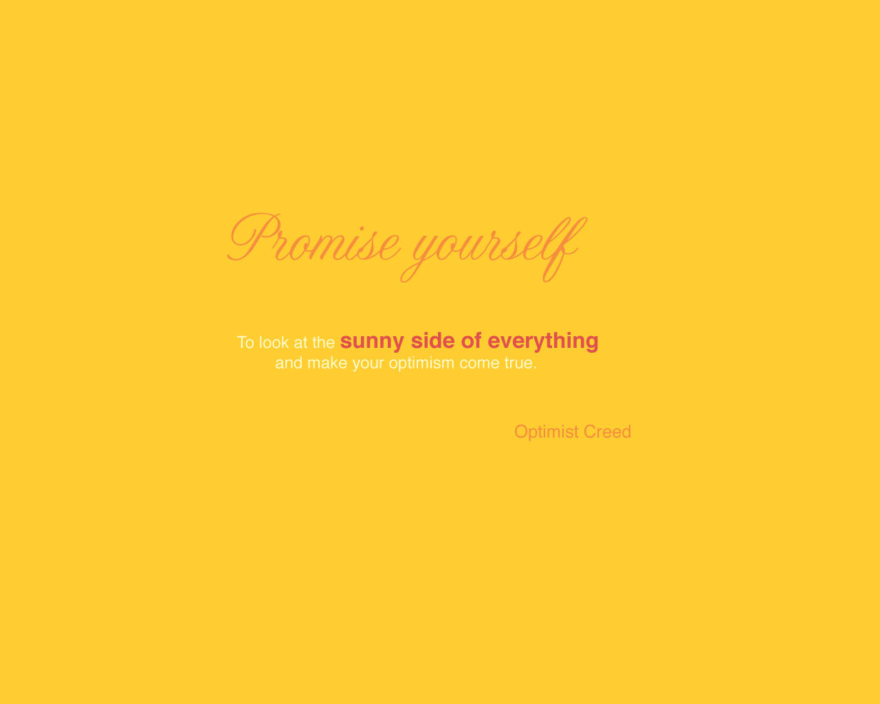 Optimistic, bright yellow background, elegant cursive text, HD Desktop Wallpaper