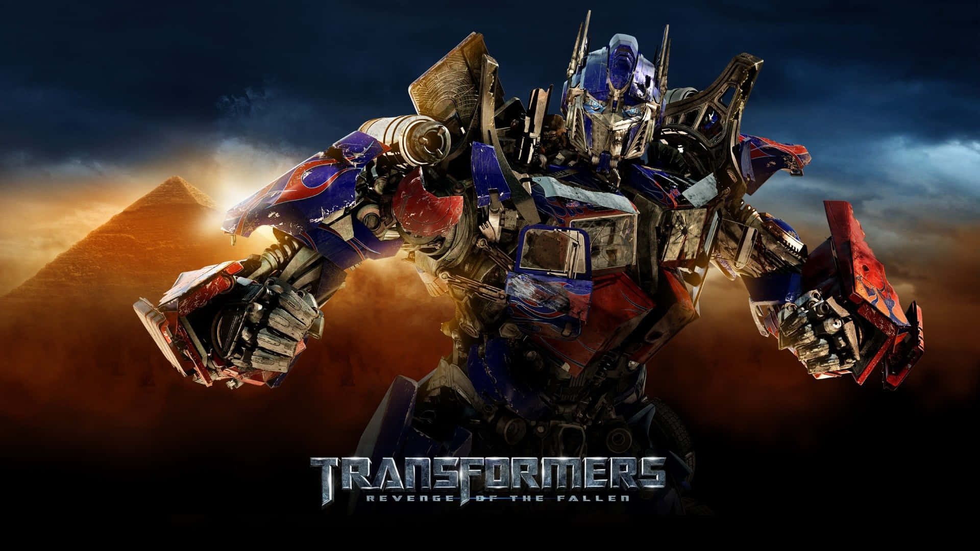 Optimus Prime, glowing pyramid, stormy sky, Full HD Desktop Wallpaper