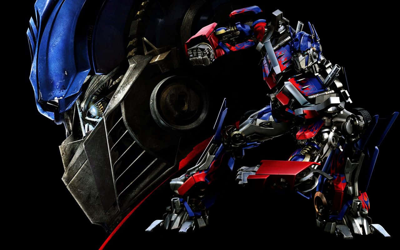 Optimus Prime, blue and red robot, heroic pose, HD Desktop Wallpaper