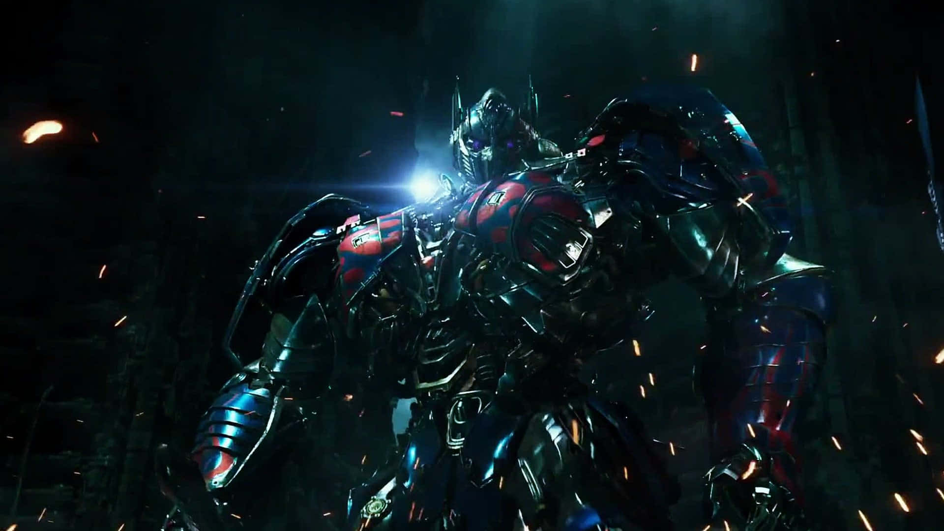 Optimus Prime, dark battlefield, sparks flying, Full HD Desktop Wallpaper
