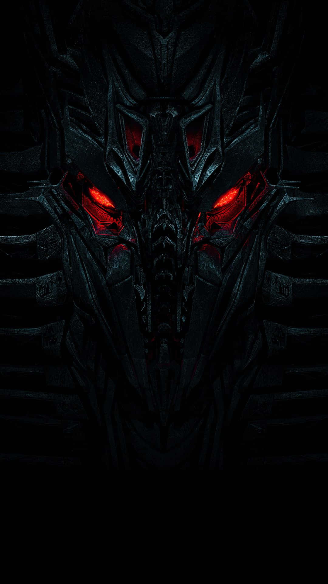 Optimus Prime, glowing red eyes, dark robotic face, Full HD Phone Wallpaper