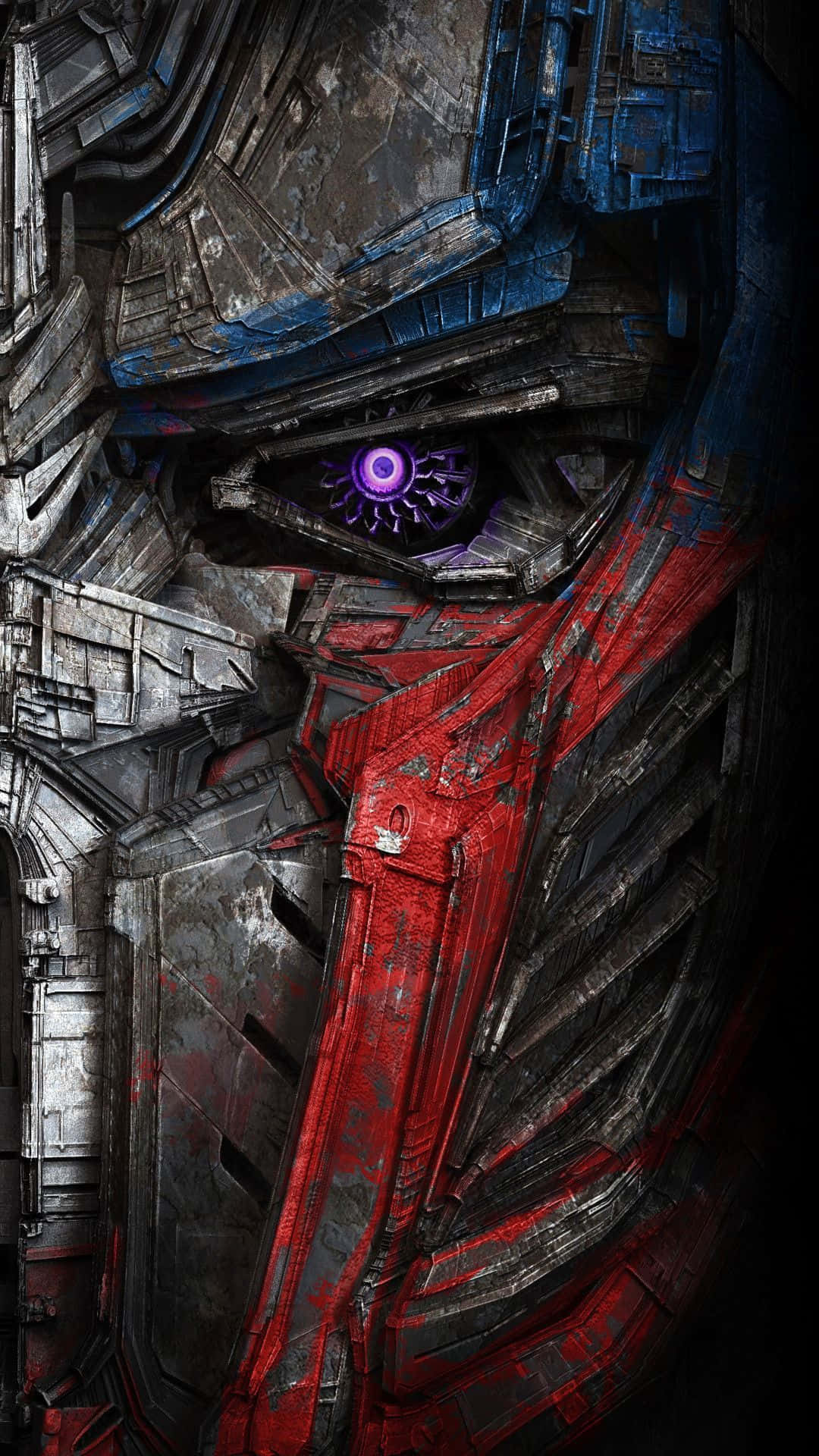 Optimus Prime, glowing purple eye, red blue metallic armor, Full HD Phone Wallpaper