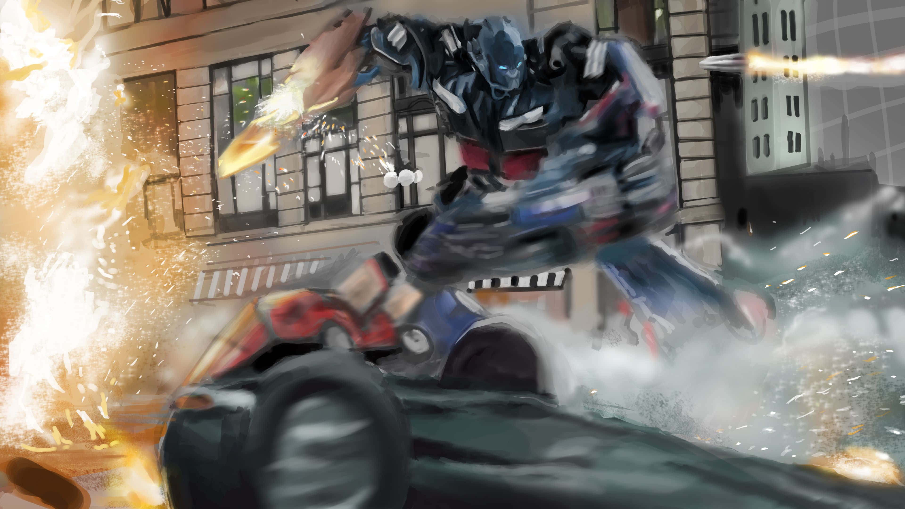 Optimus Prime, 4K, city street, 4K Desktop Wallpaper