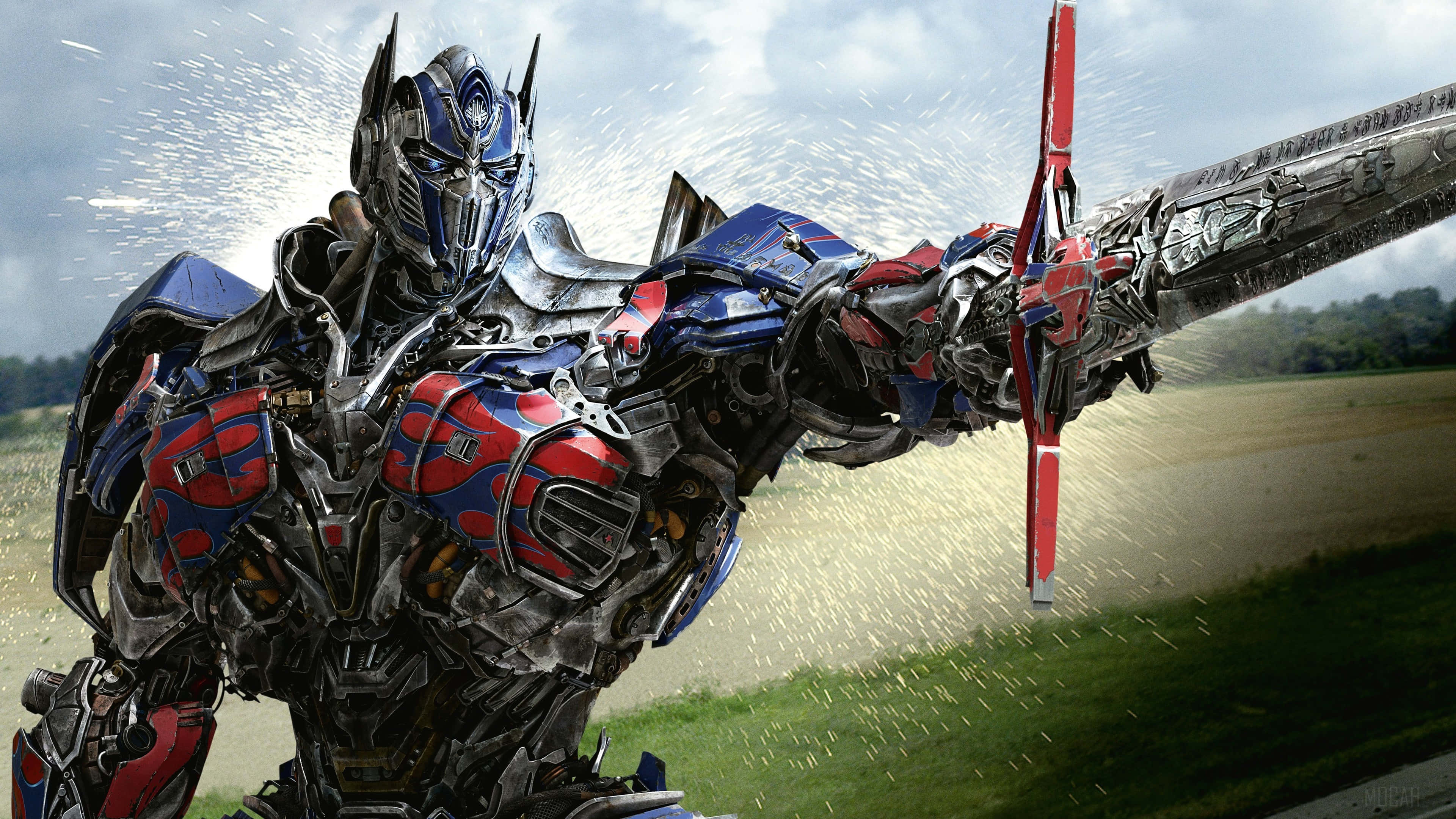 Optimus Prime, battle stance, massive sword, 4K Desktop Wallpaper