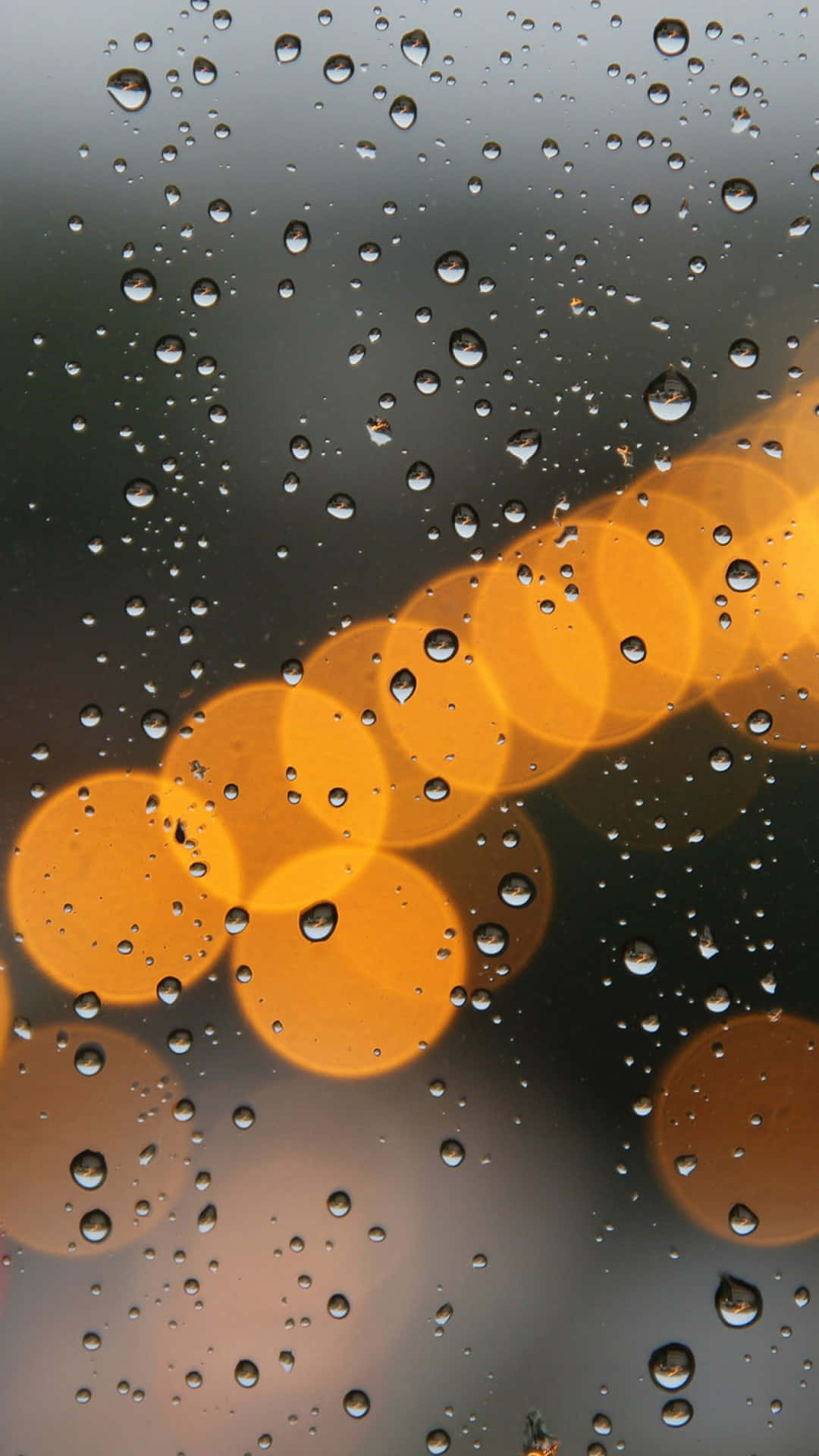 Raindrops, window, streetlamps, Full HD Phone Wallpaper