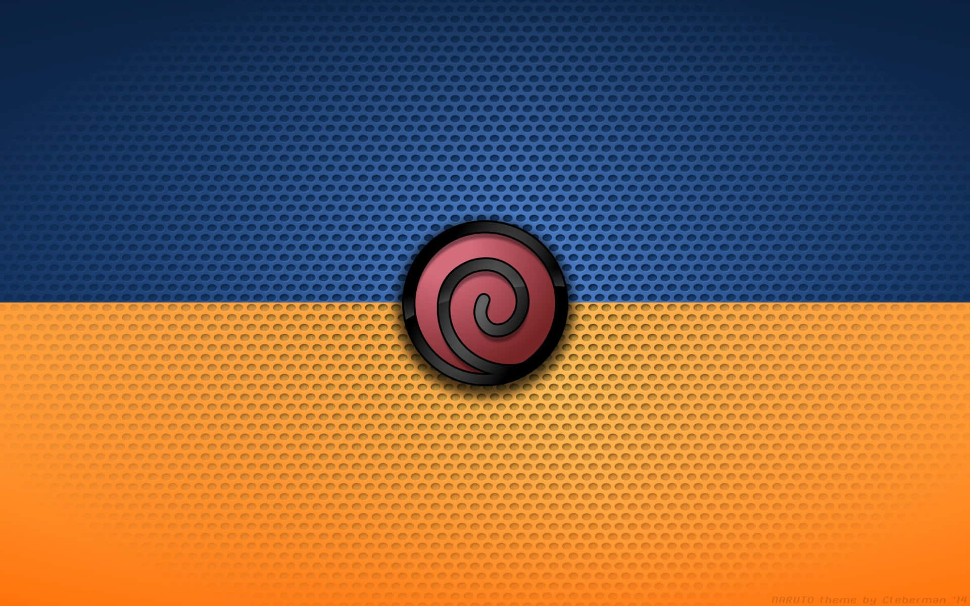 red spiral logo, blue and orange gradient background, perforated texture, Full HD Desktop Wallpaper