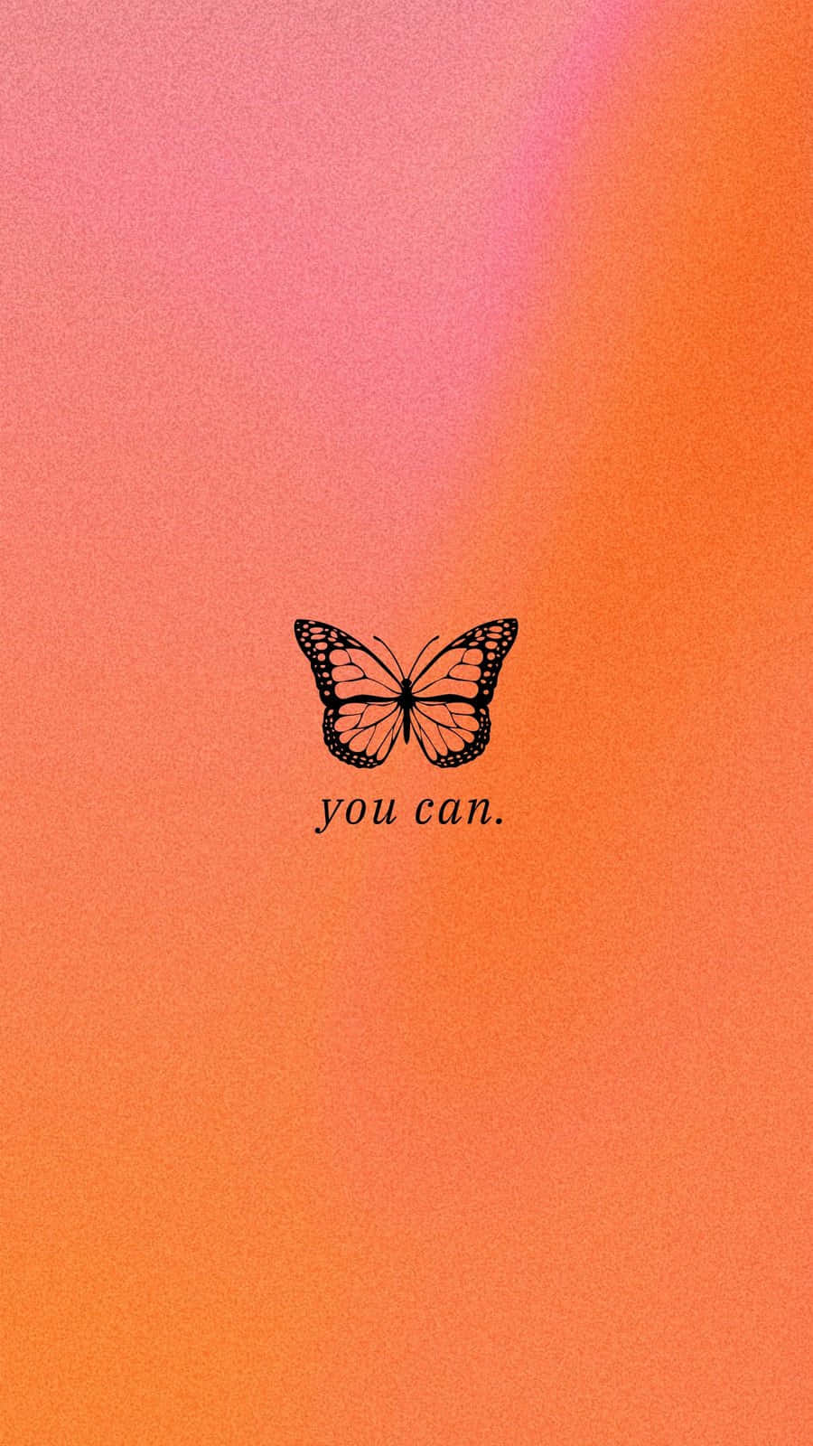 monarch butterfly, soft pink to orange gradient background, minimalist black outlined, HD Phone Wallpaper