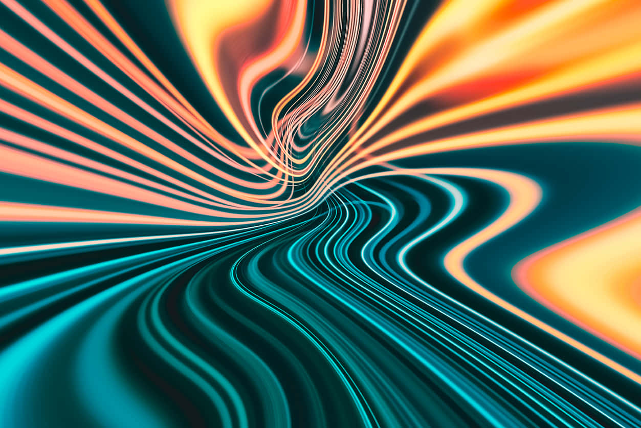 Neon Orange, Teal, Swirls, SD Desktop Wallpaper