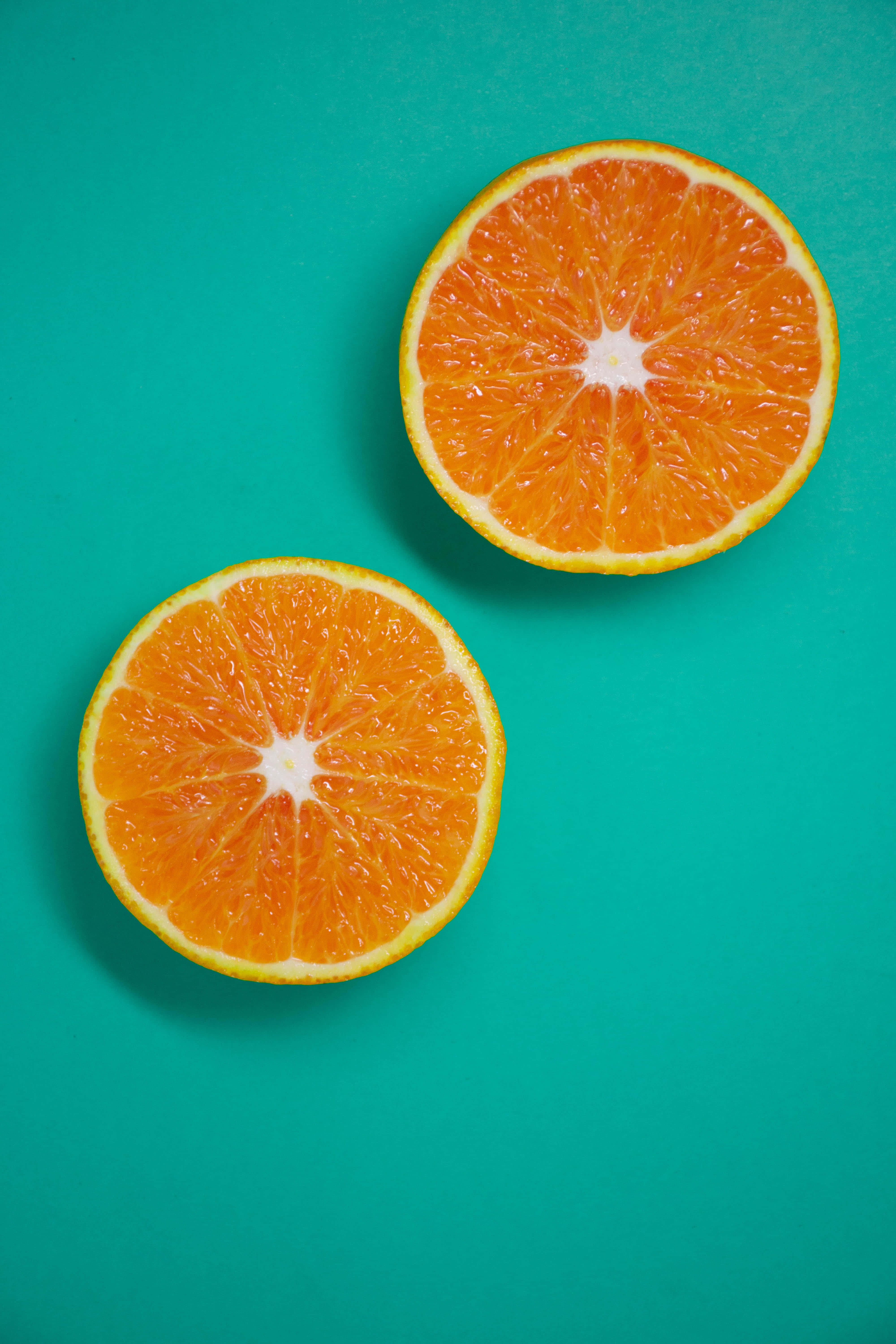 Orange, Teal, Juicy segments, 5K Phone Wallpaper