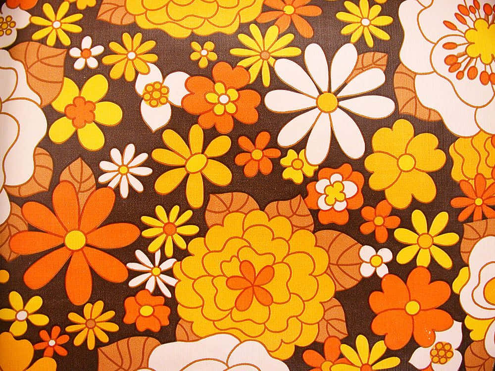 70s floral, retro inspired fashion, orange yellow, SD Desktop Wallpaper