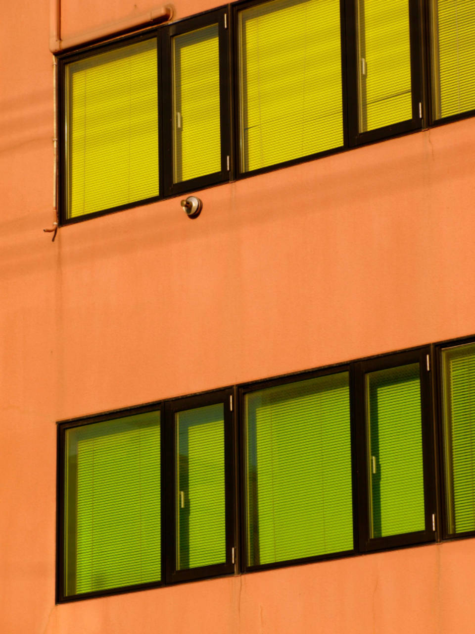 green orange and yellow building, modern building facade, warm orange light, HD Phone Wallpaper