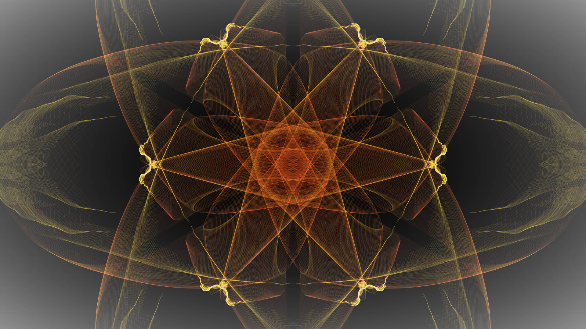 orange and yellow abstract shape pattern, fractal flower, geometric lines, Full HD Desktop Wallpaper