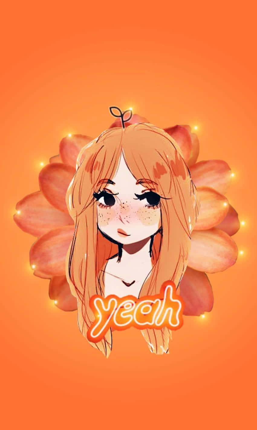 Orange Anime Flower Girl, long orange hair, freckles, HD Phone Wallpaper