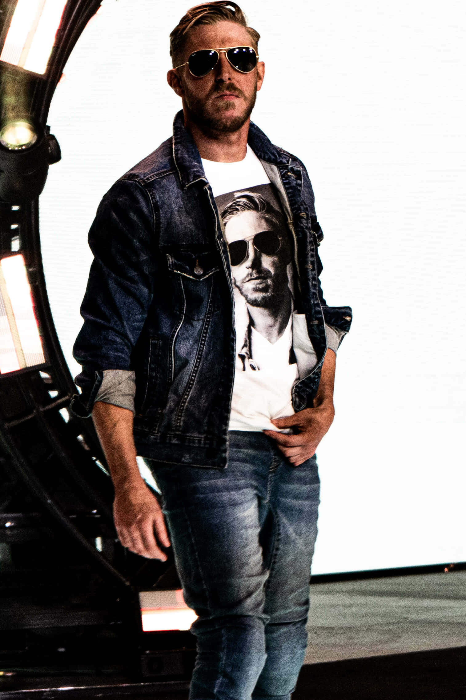Orange Cassidy, denim jacket, sunglasses, Full HD Phone Wallpaper