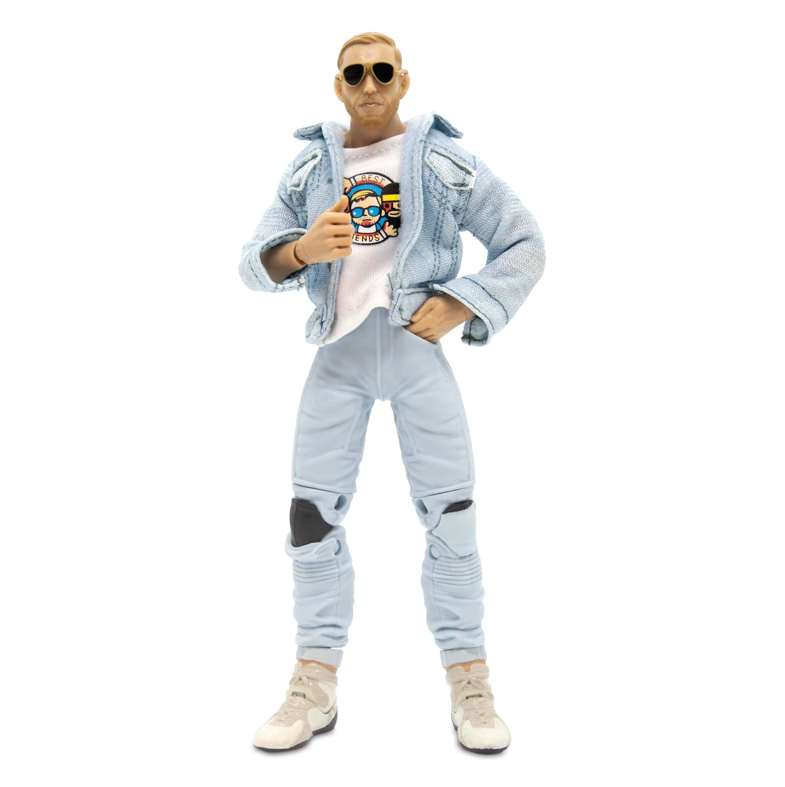 Orange Cassidy, light blue denim outfit, sunglasses, 2K Phone Wallpaper