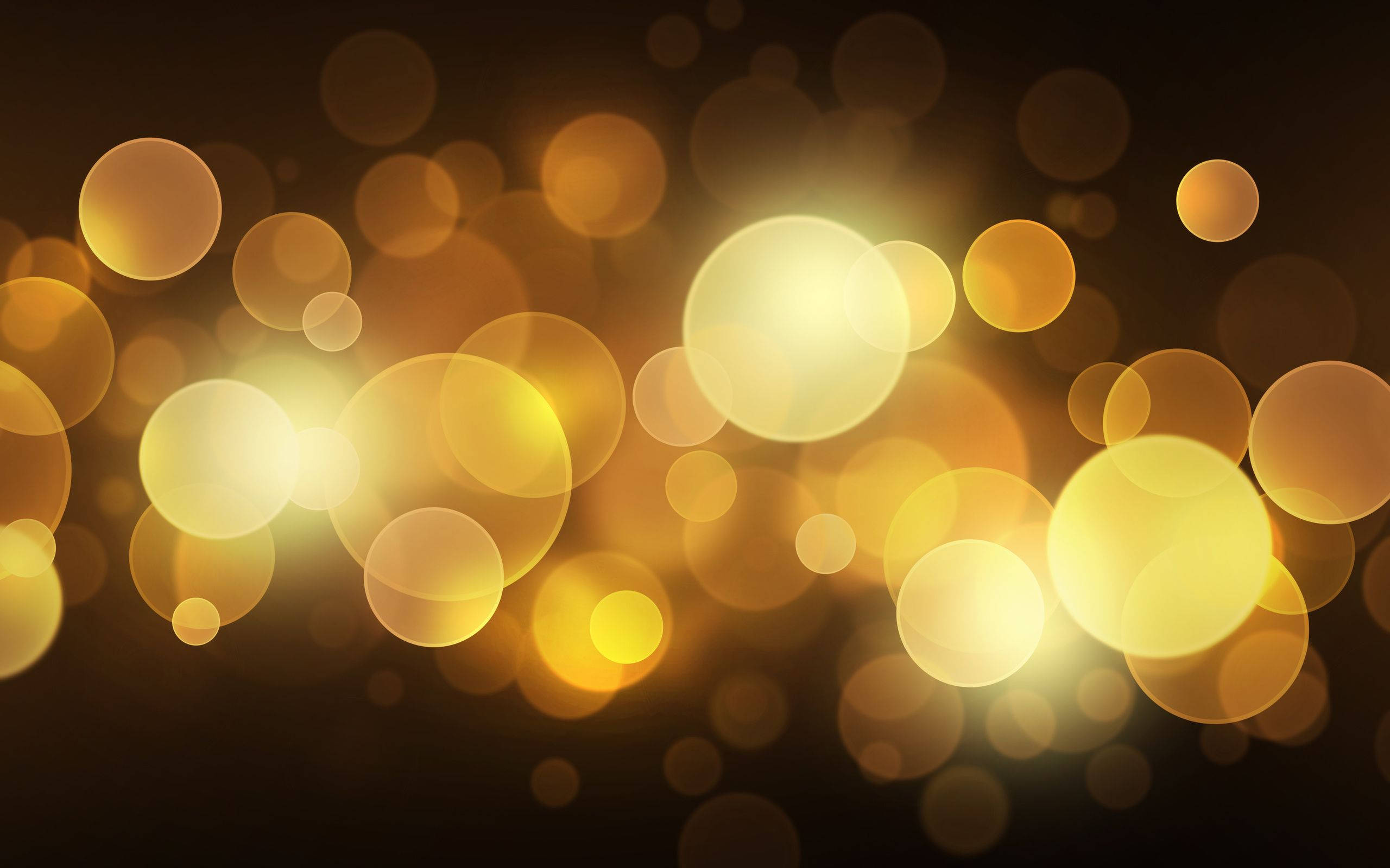 Orange Circle Lights, golden bokeh lights, dark background, 2K Desktop Wallpaper