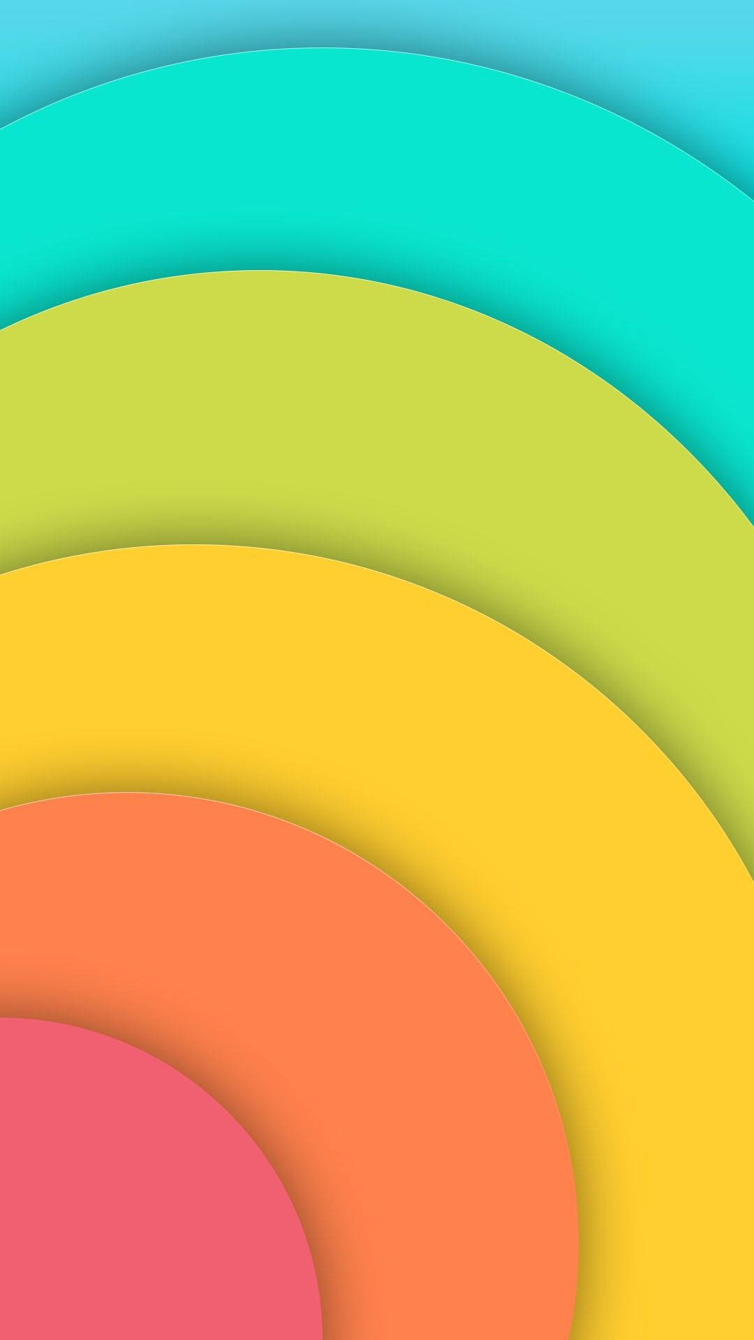 Orange Circle, rainbow, teal, Full HD Phone Wallpaper