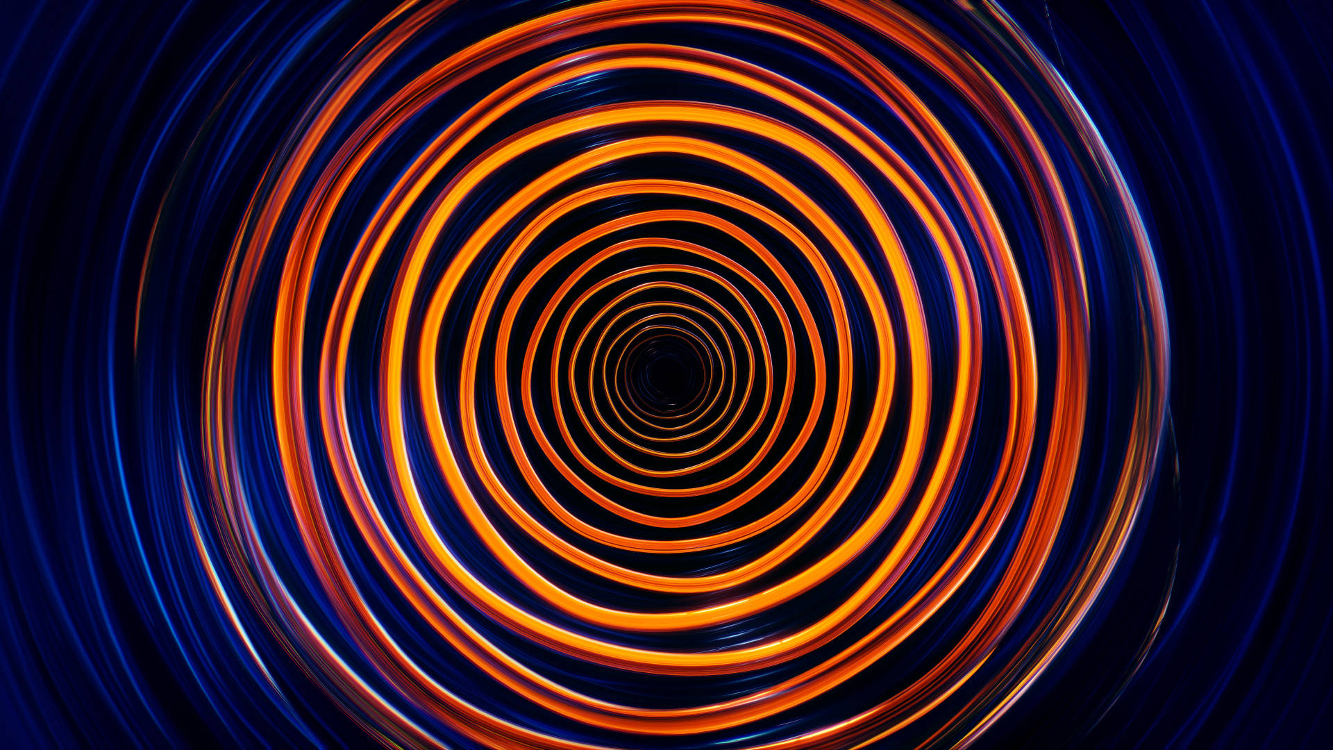 Orange Circle, concentric rings, deep blue background, Full HD Desktop Wallpaper