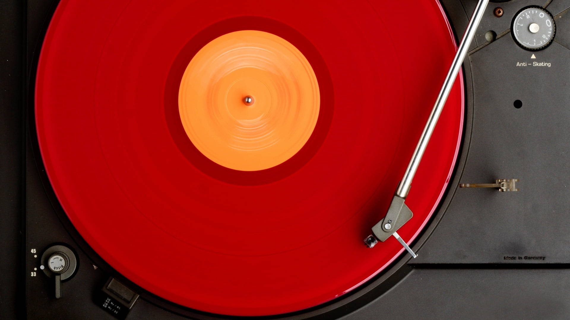 Orange Circle, vinyl record, black turntable, Full HD Desktop Wallpaper