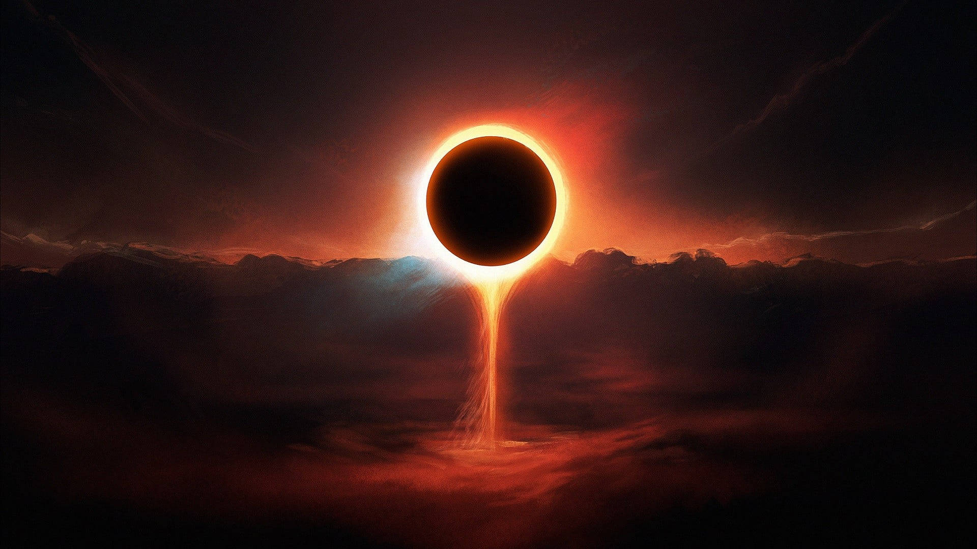 Orange Circle, lava drip, solar eclipse, Full HD Desktop Wallpaper