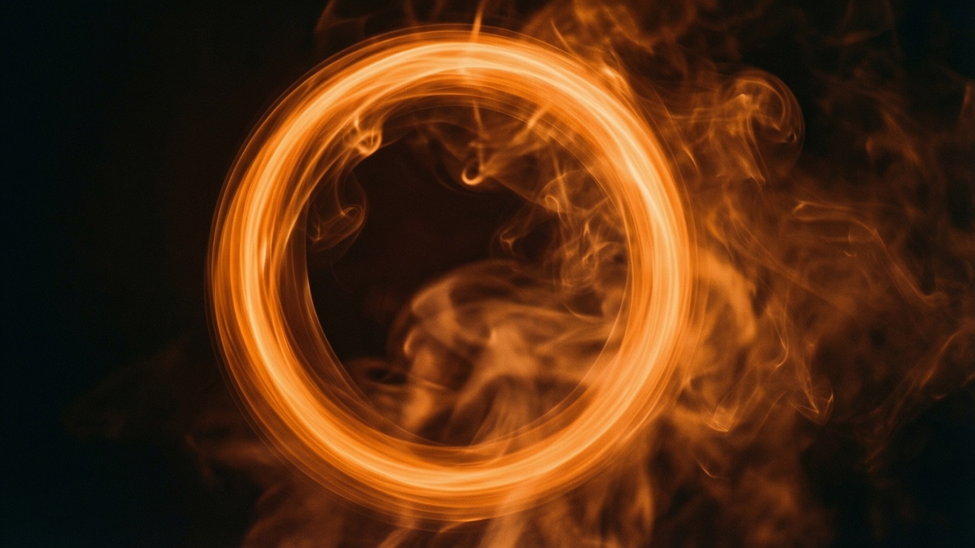 Orange Circle, glowing orange ring of fire, dark background, Full HD Desktop Wallpaper