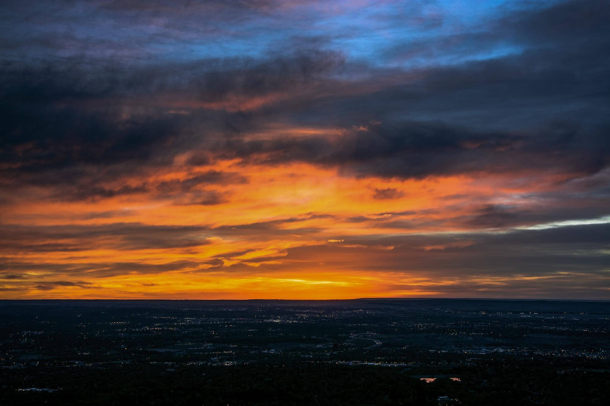 Orange City, sunset, fiery orange, Full HD Desktop Wallpaper