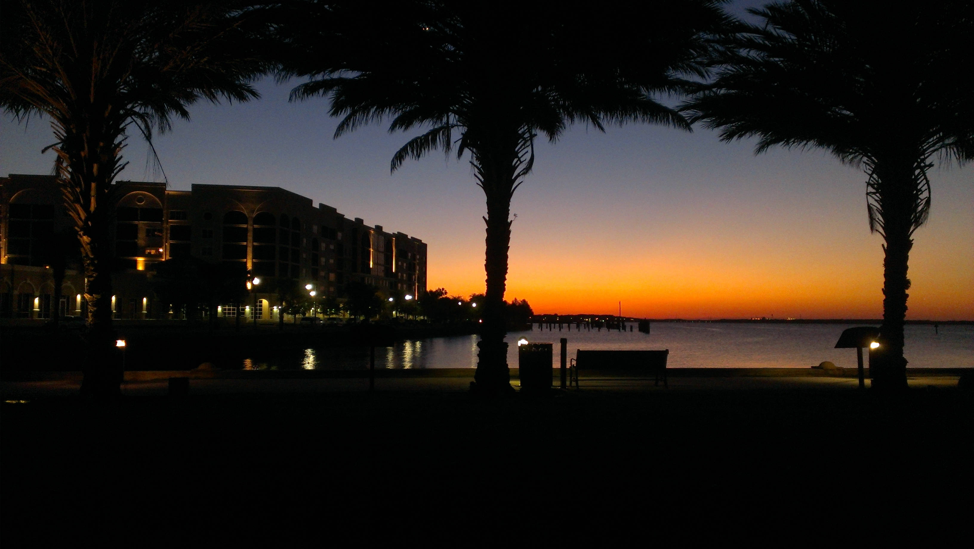 Orange City, sunset, palm trees, 2K Desktop Wallpaper