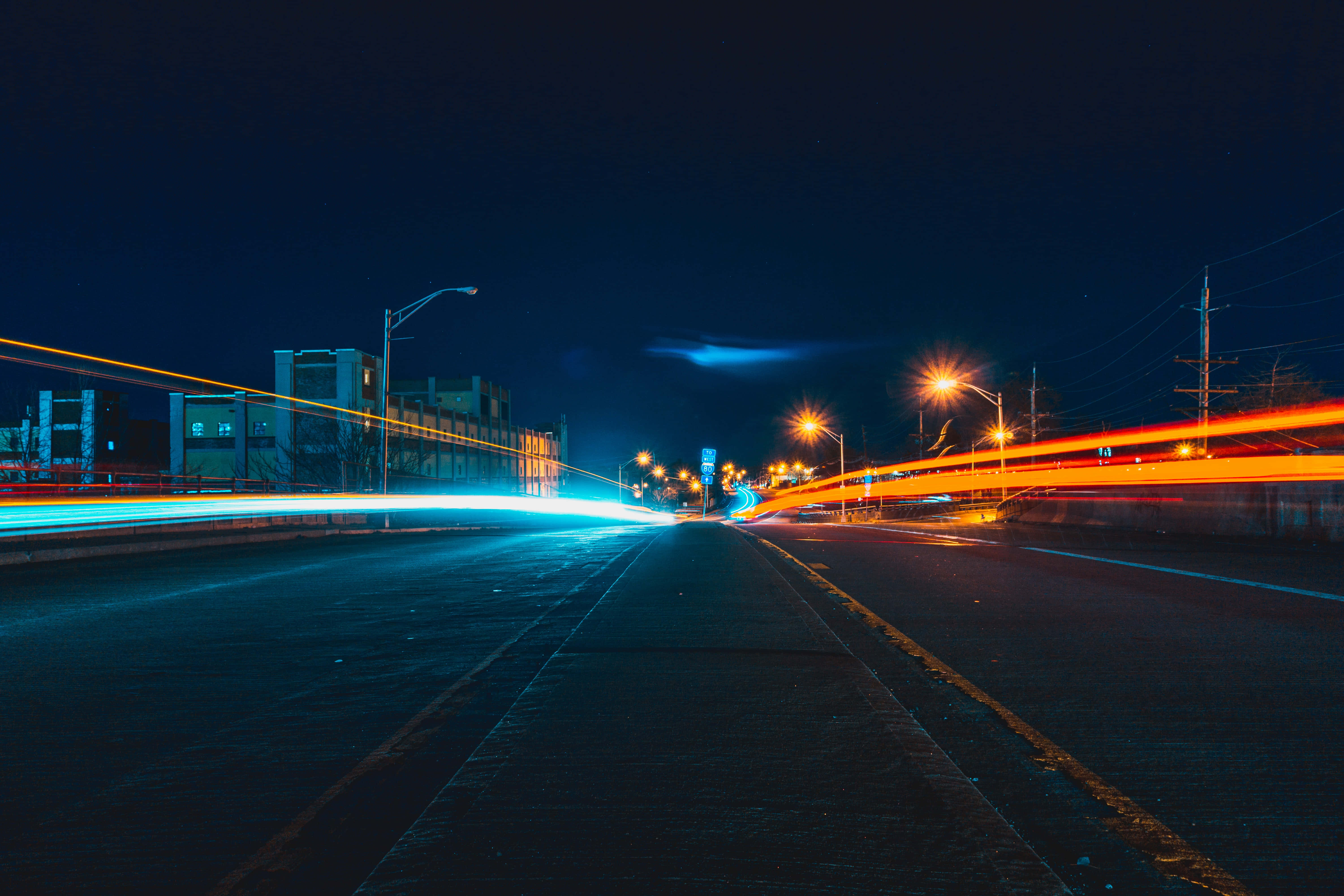 city street, urban streetscape, dusk, 5K Desktop Wallpaper