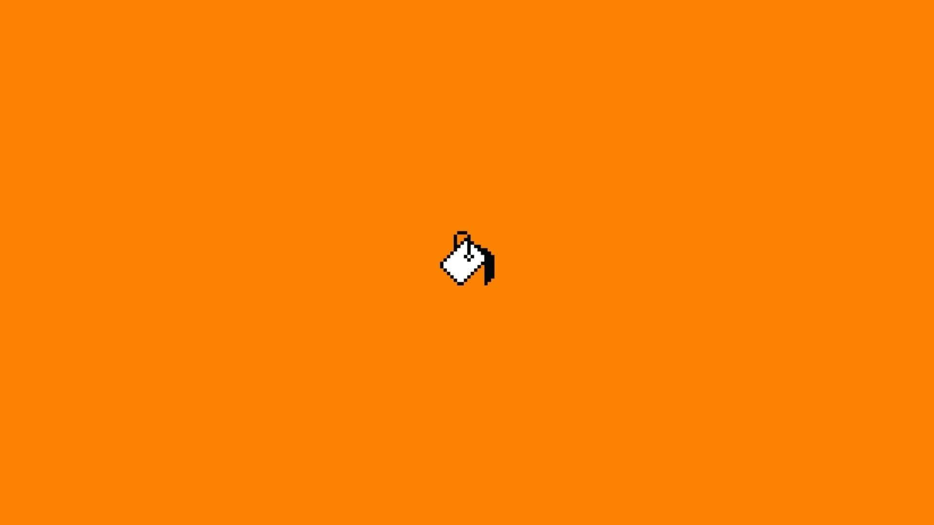 orange desktop, pixelated white cursor, black pointer, Full HD Desktop Wallpaper