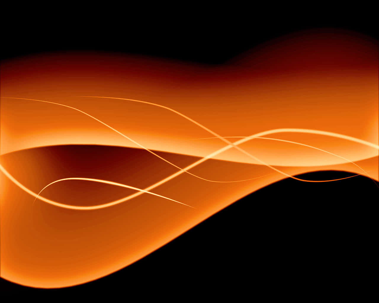 orange, glowing waves, deep black background, HD Desktop Wallpaper