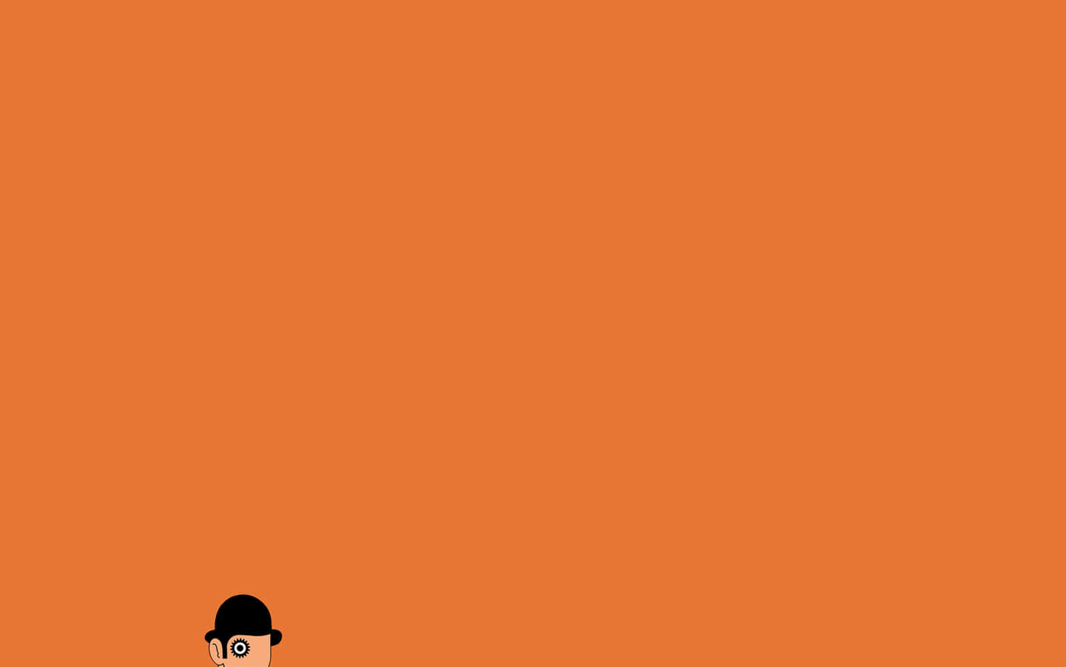 orange desktop, cartoon character, bowler hat, HD Desktop Wallpaper